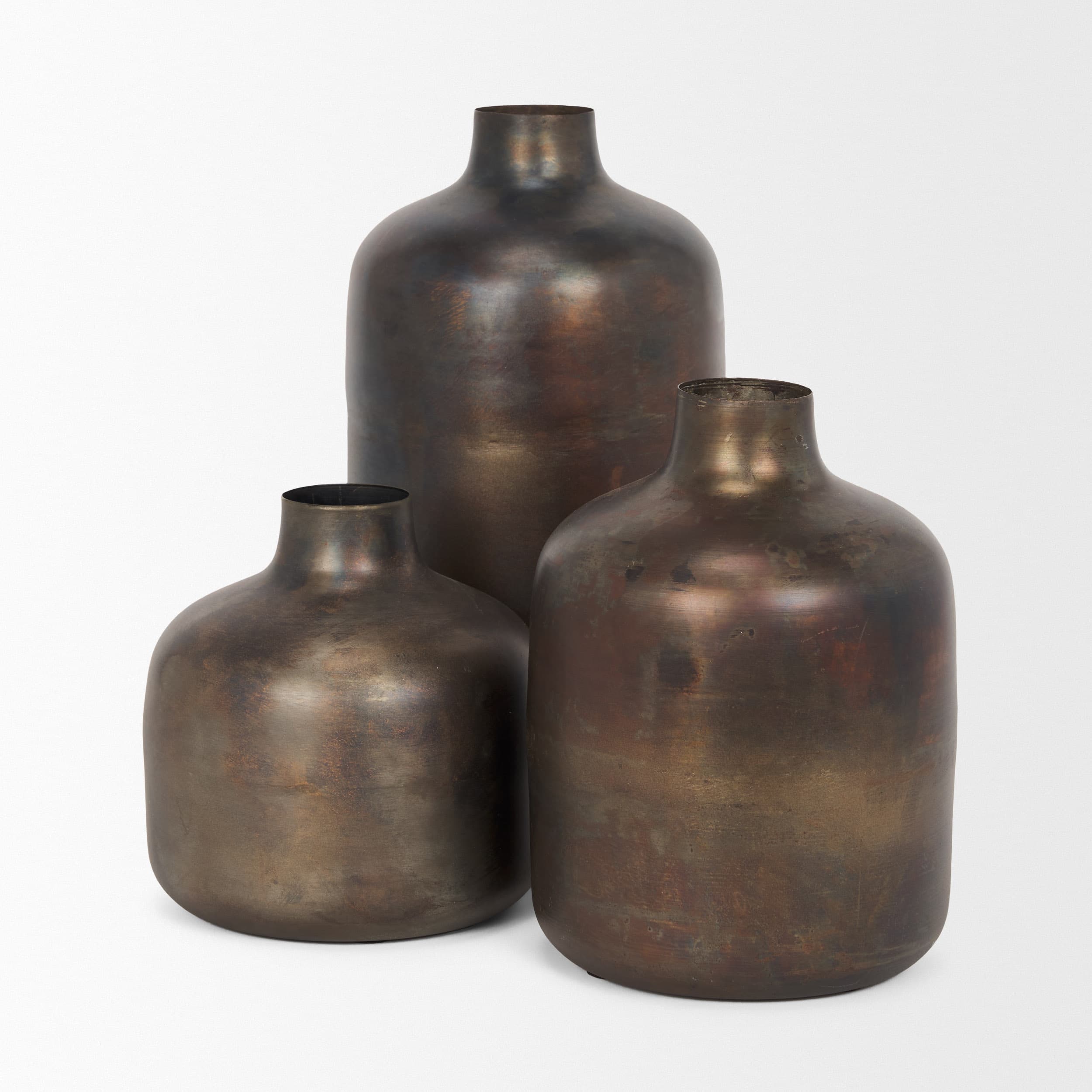 Daya Tall Antiqued Gold Metal Vase — product photograph