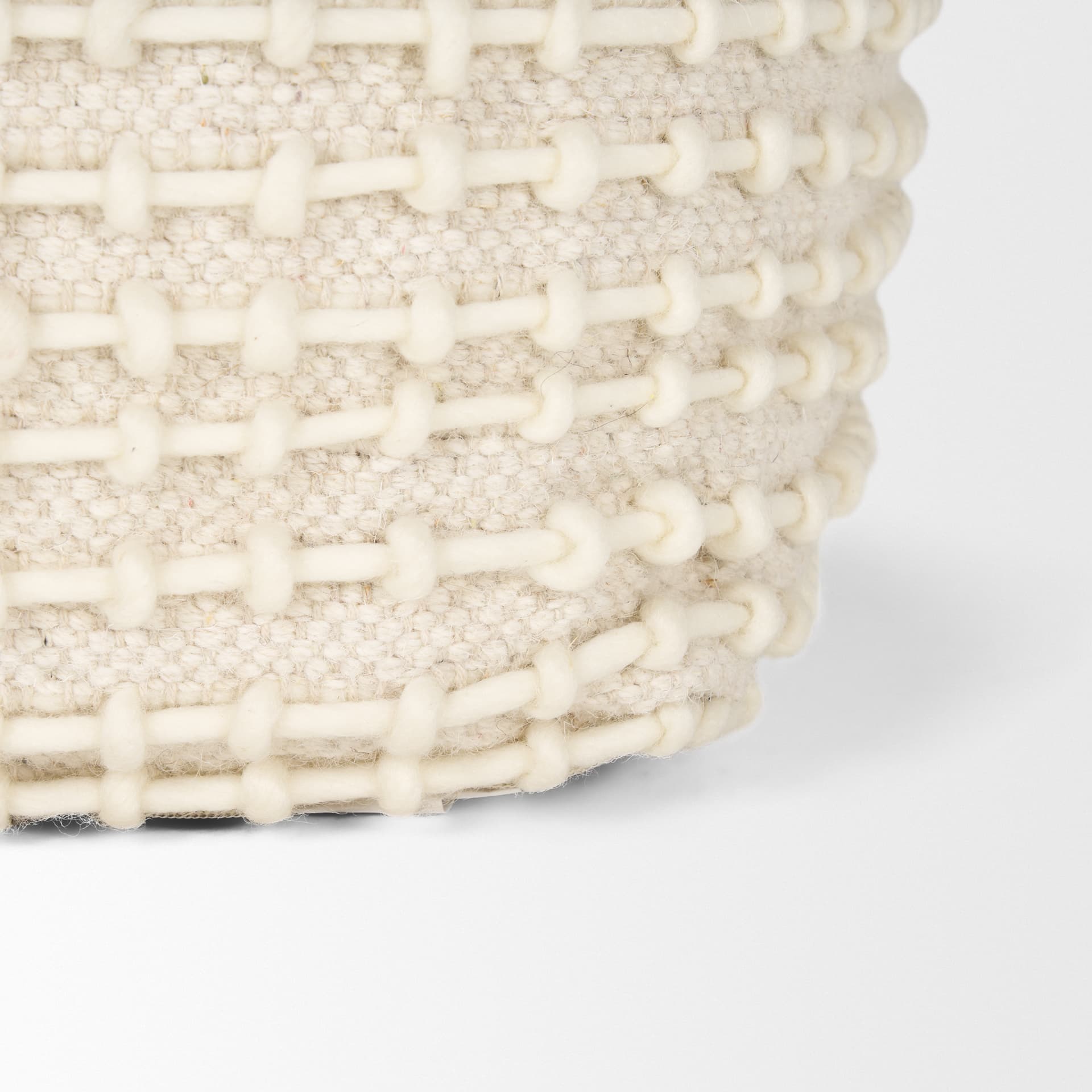Sakaye Beige w/ Cream Stitched Patterned Pouf — product photograph