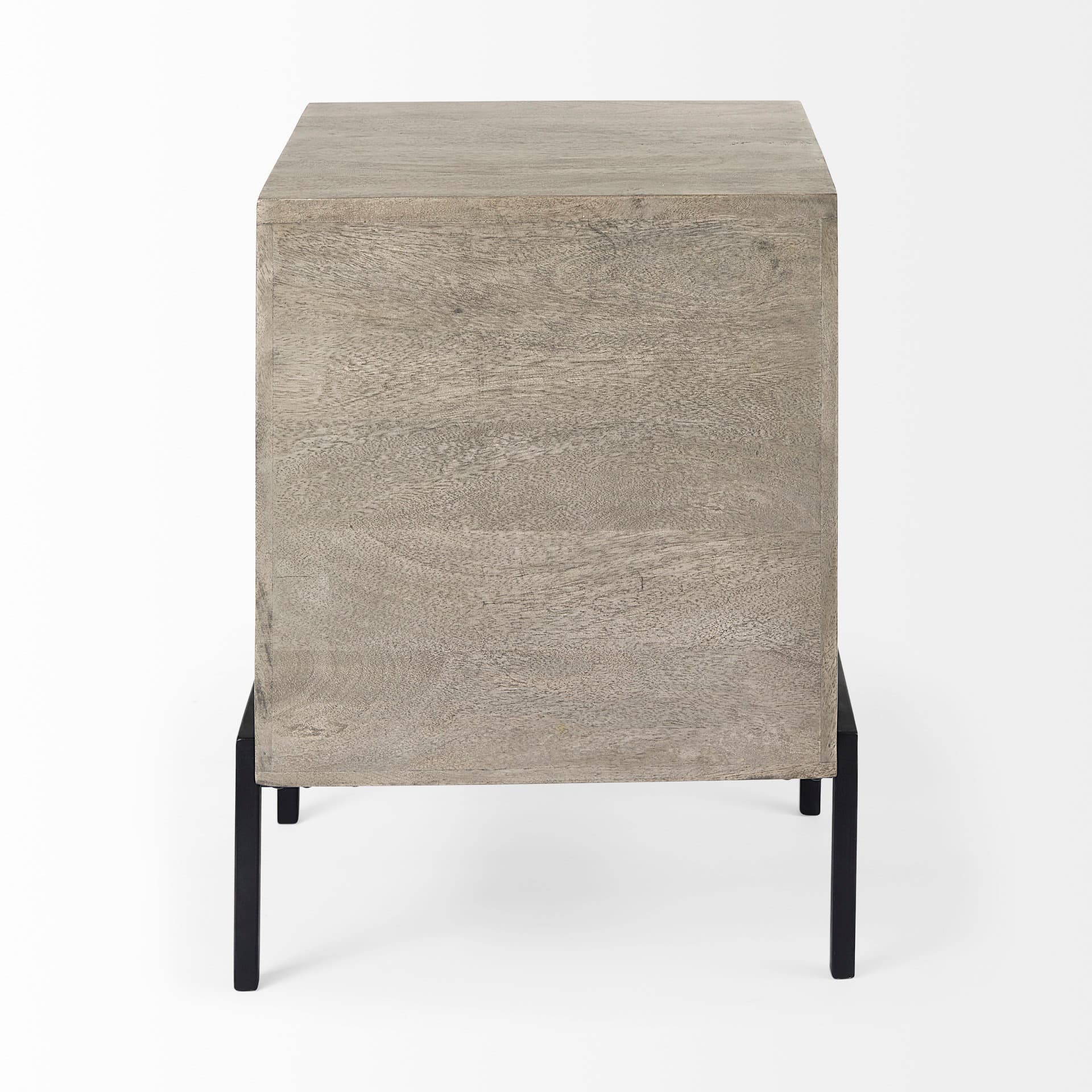 Arelius 20L x 18W x 26H Gray Wood W/ Black Metal Frame End/Side Table — product photograph