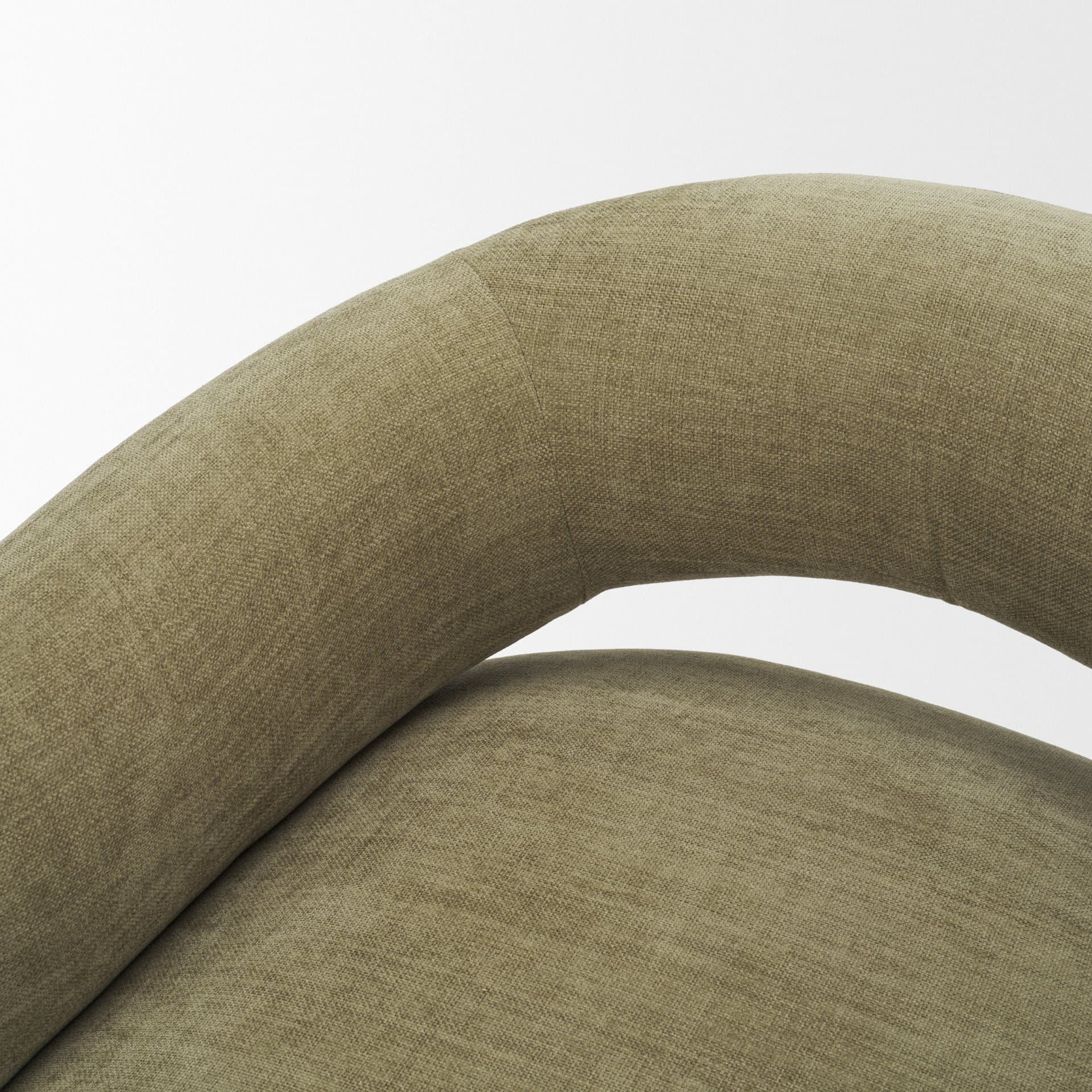 Margaux Olive Fabric Open Back Barrel Accent Chair — product photograph