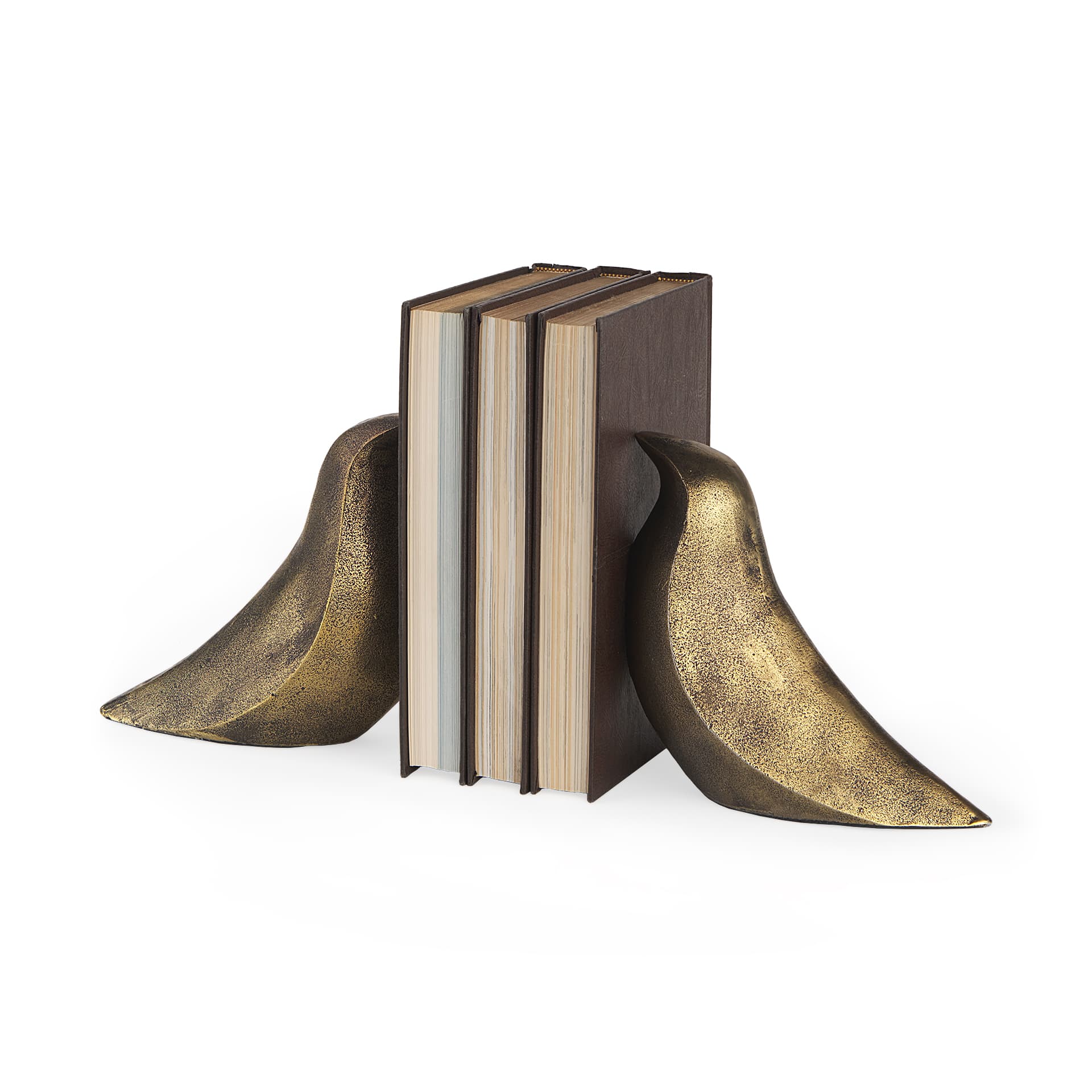 Dover (Set of 2) 15L x 4W Gold Aluminum Dove Bookends — product photograph