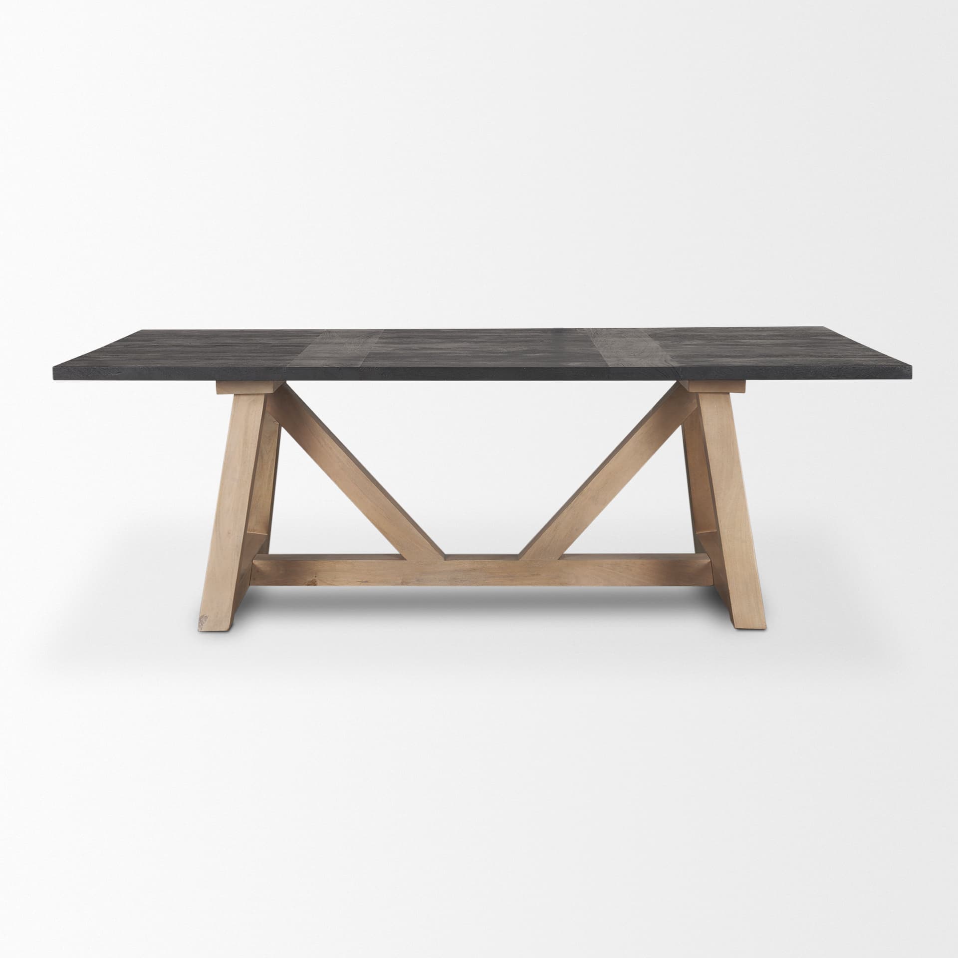 Rialto 96"L x 42"W Trestle Dining Table | Modern | Black-Brown Wood & Light Brown Wood | Seats 8 — product photograph