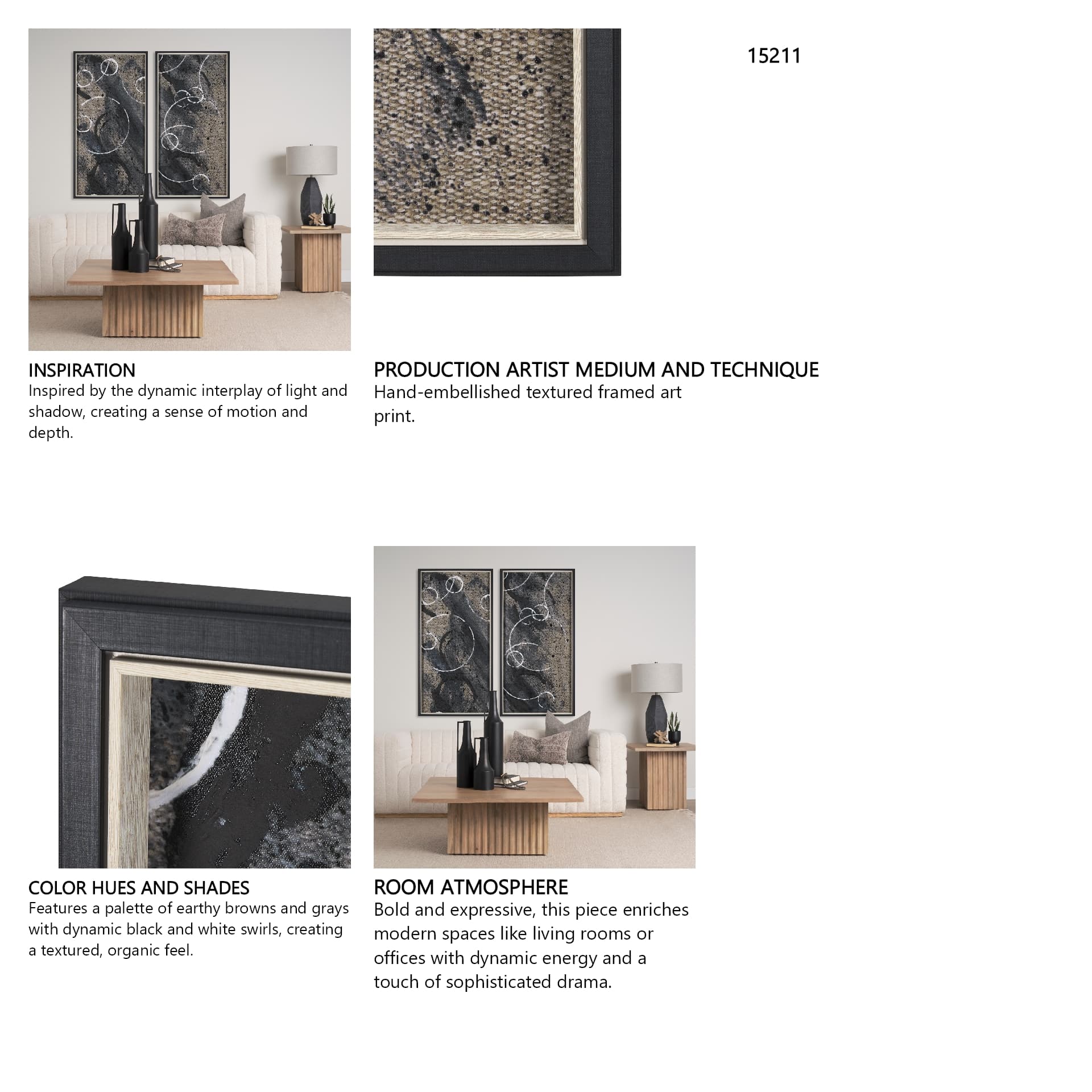 Serkel II by Mercana Studio a Hand Embellished Textured Framed Art Print — in a styled room