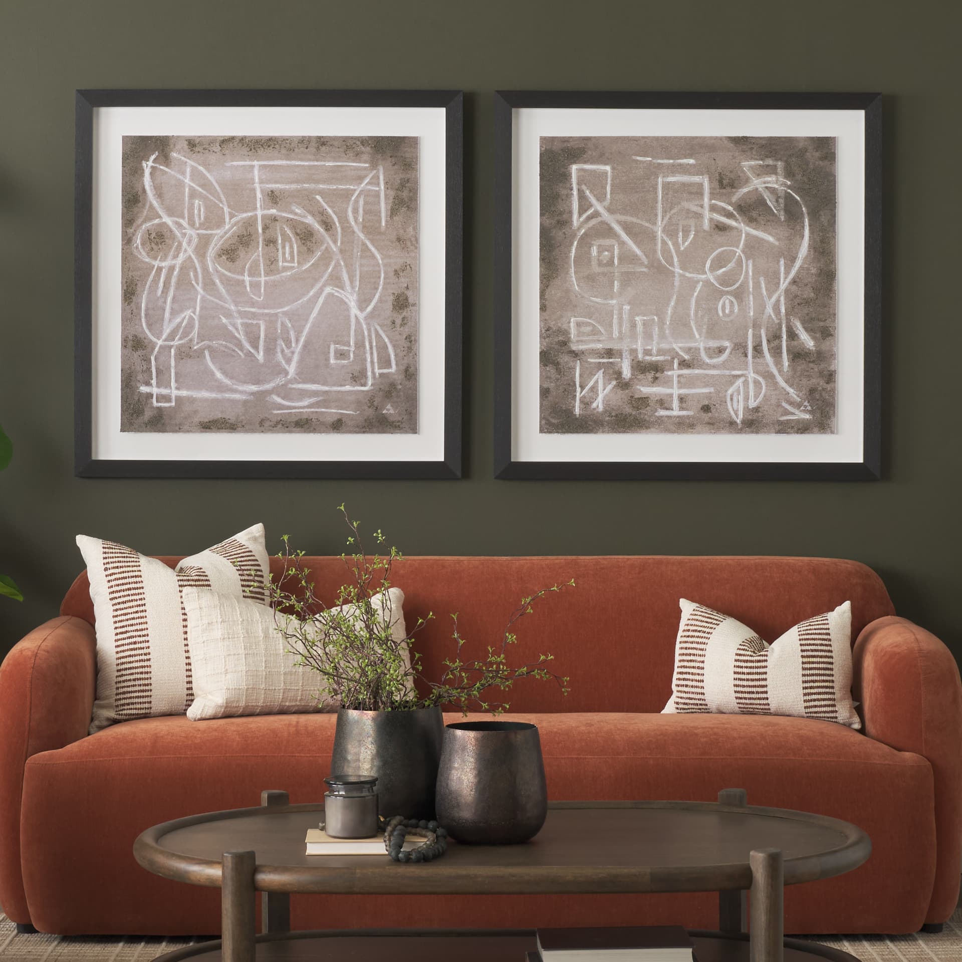 Obscure II by Mercana Studio Hand-Embellished Framed Artwork Matted under Glass — in a styled room