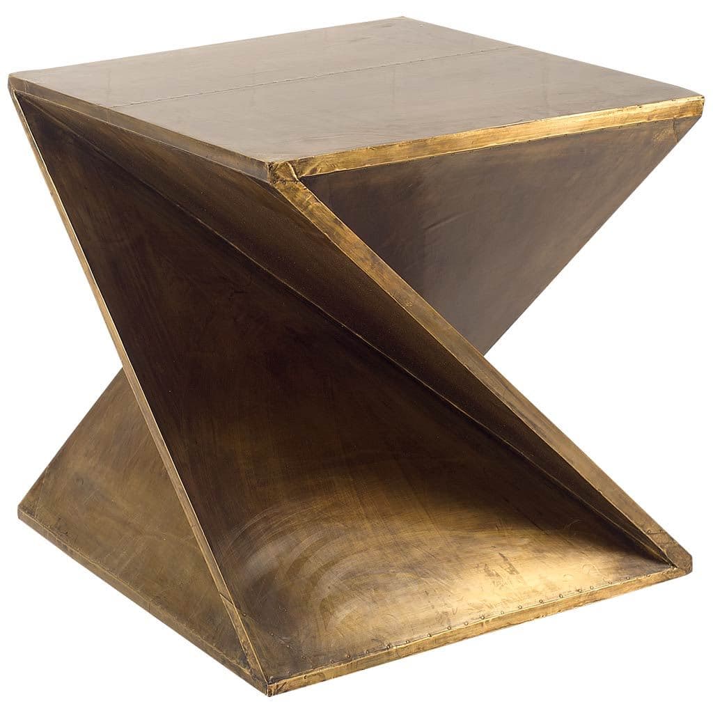 Zelda 20L x 20W Gold Metal-Cladded Z-Shaped Wooden Accent Table — product photograph