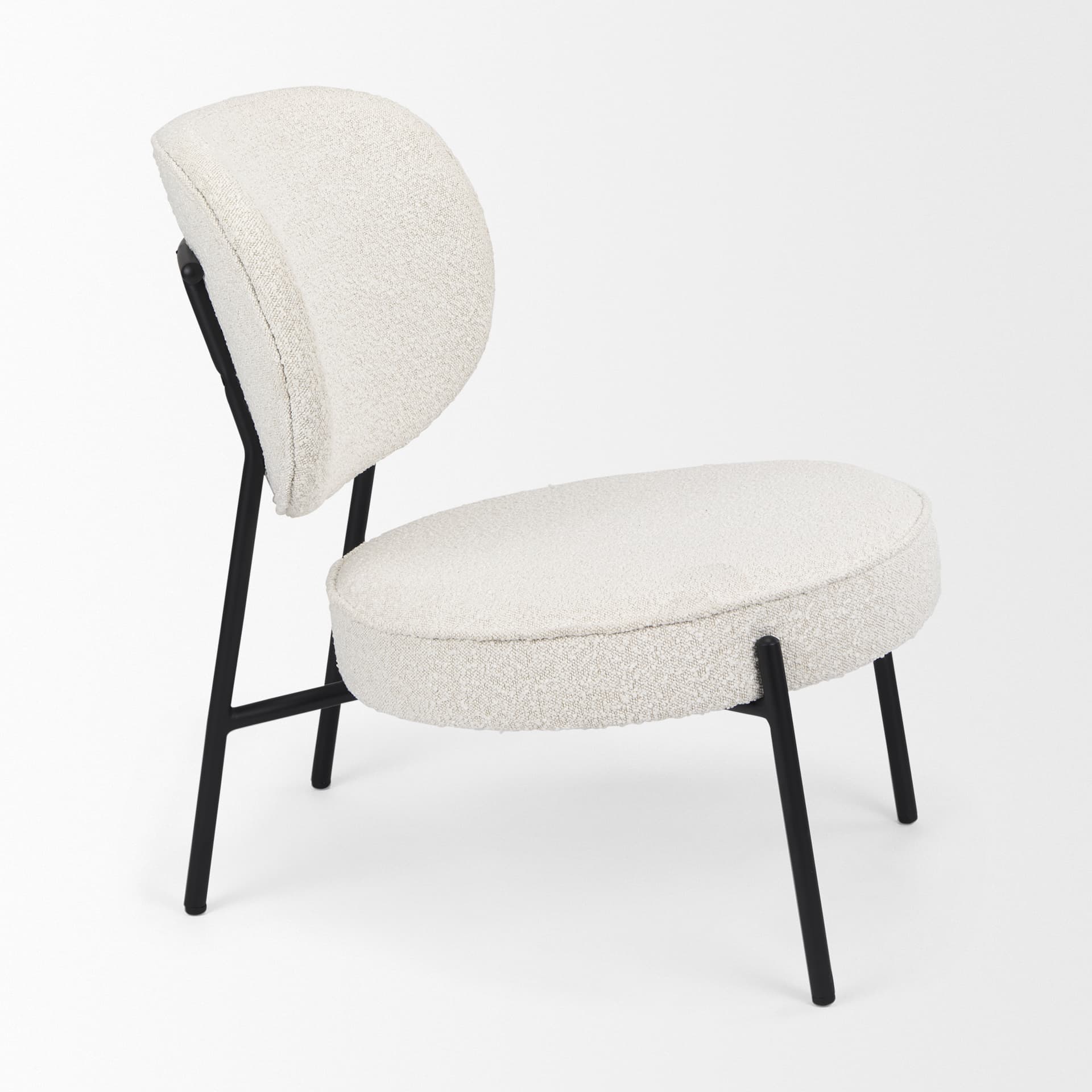 Amelia Cream Boucle W/Black Metal Upholstered Accent Chair 21.3L x 21.3W x 30.3H — product photograph