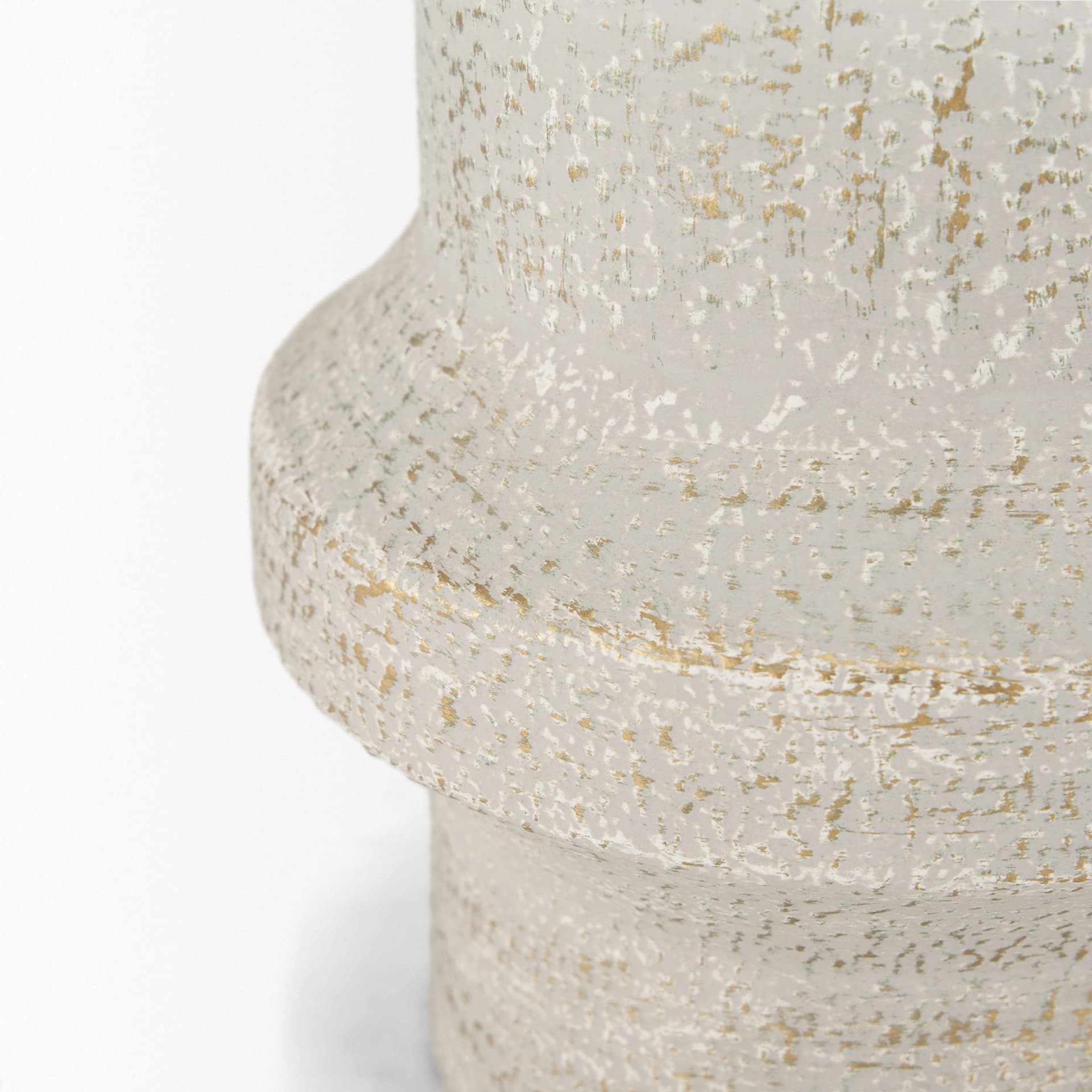 Tovah Medium Textured White w/ Gold Metal Vase — product photograph