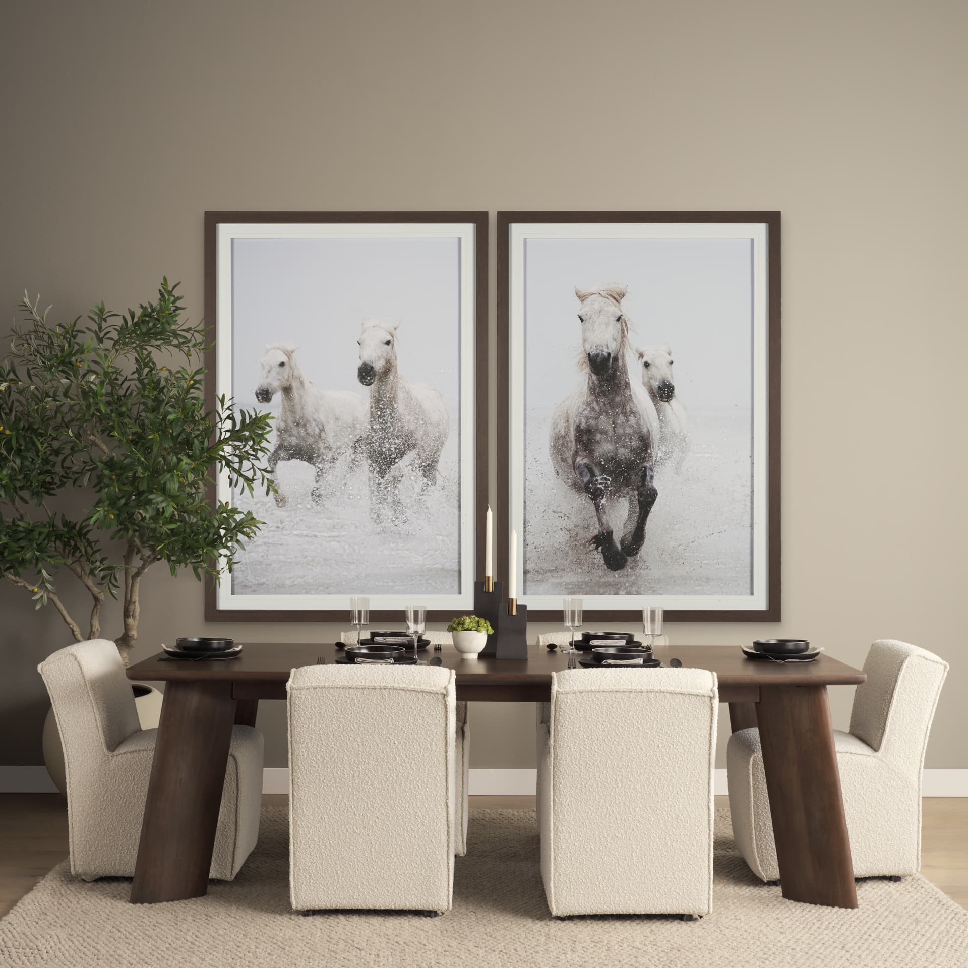 Damon Barrel Back Dining Arm Chair | Cream Fabric w/ Caster Base — product photograph