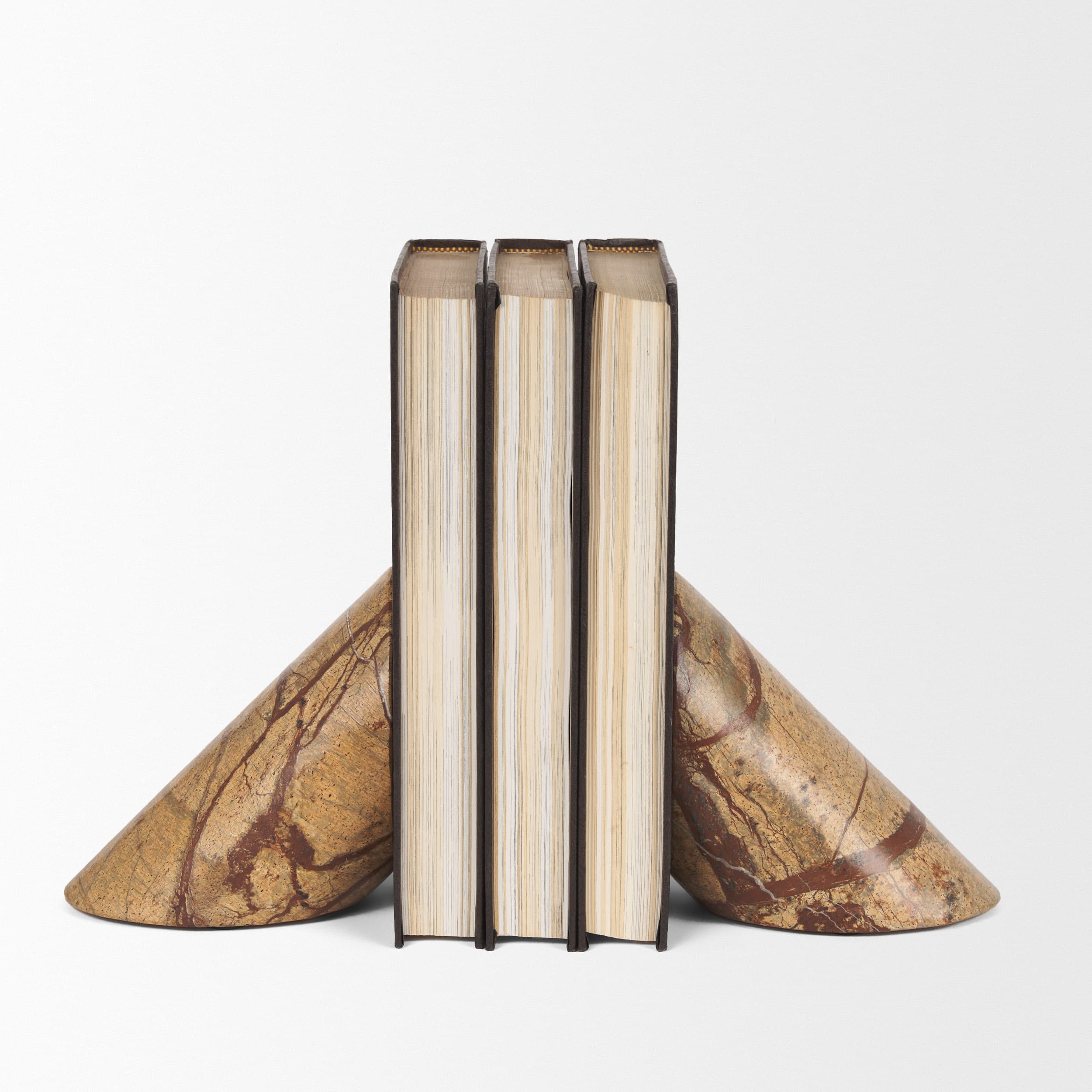 Rahima Brown Forest Marble Angled Bookends — product photograph