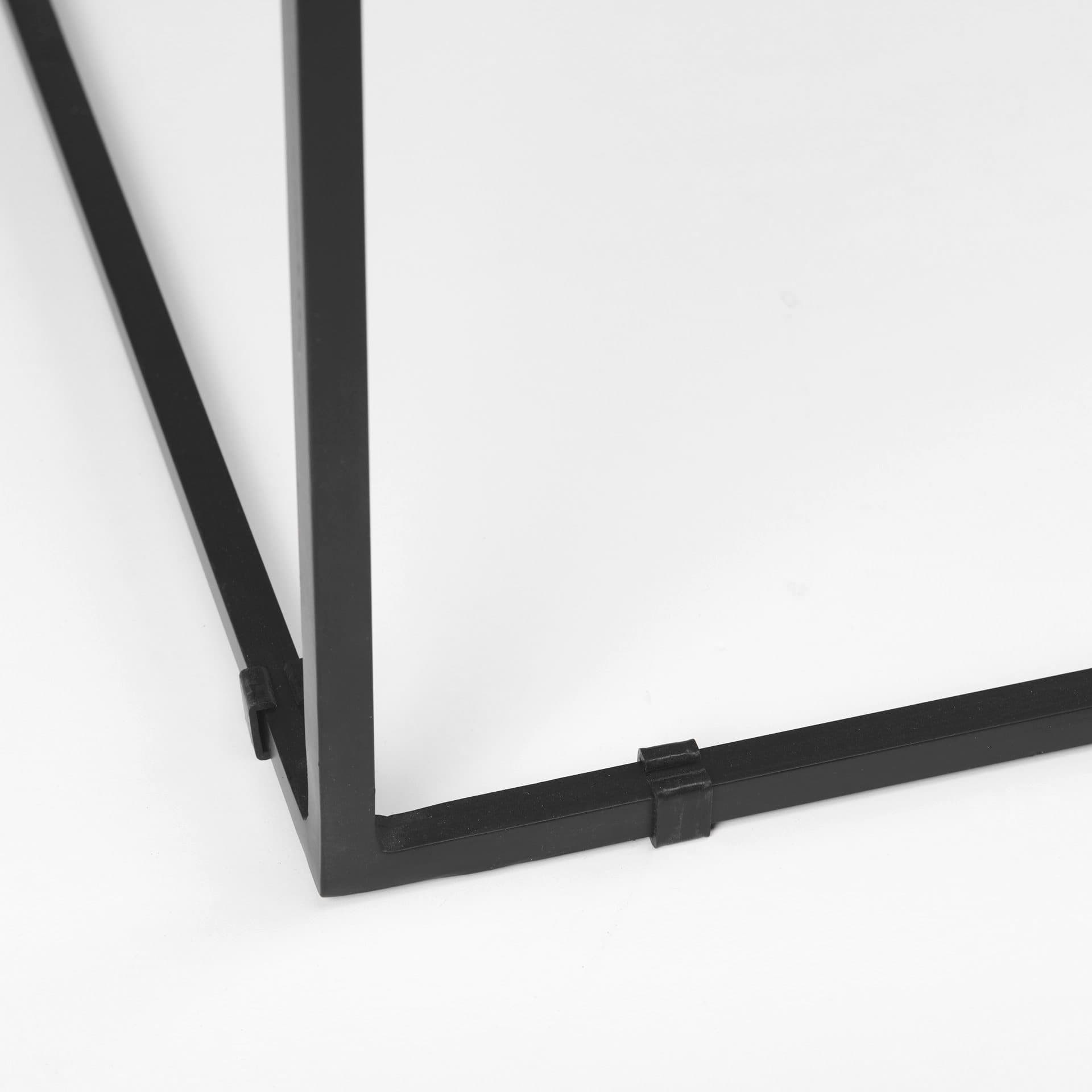 Nathan II 18" x 20" Square Top White Marble and Black Metal End/Side Table — product photograph