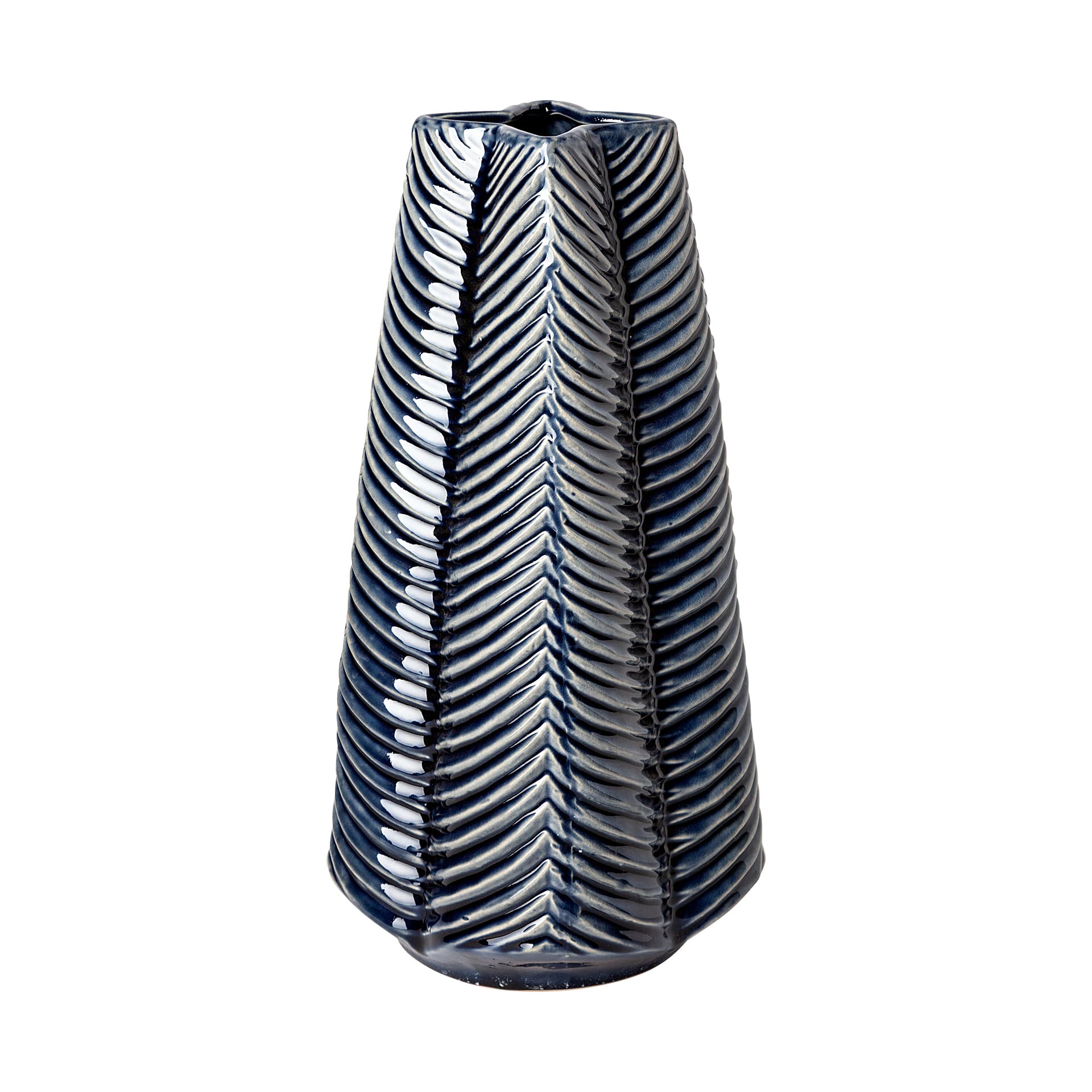 Bashir II Large Dark Navy Gloss Ceramic Vase — product photograph