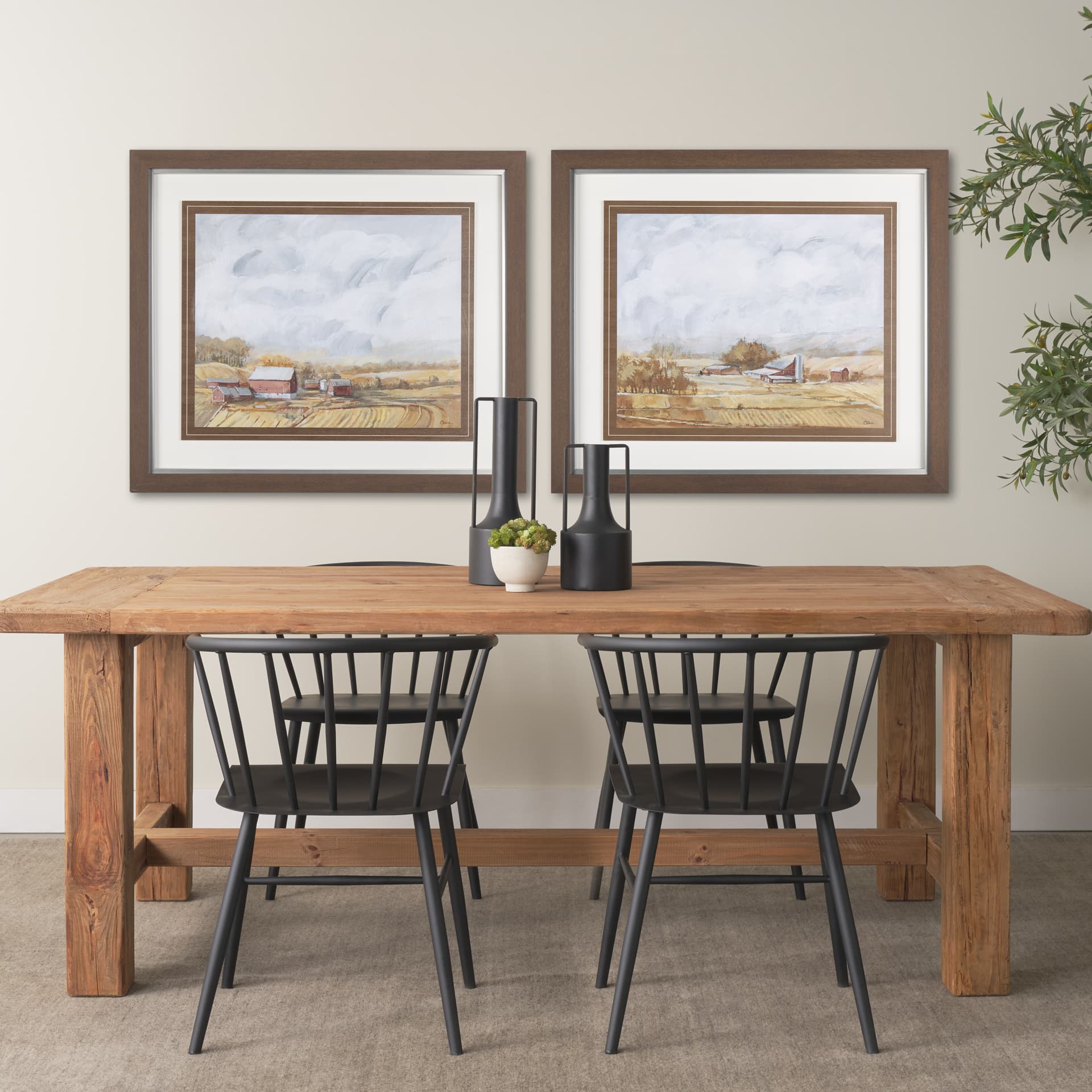 Farmland View II by Mercana Studio a Hand Embellished Textured Framed Art Print — in a styled room