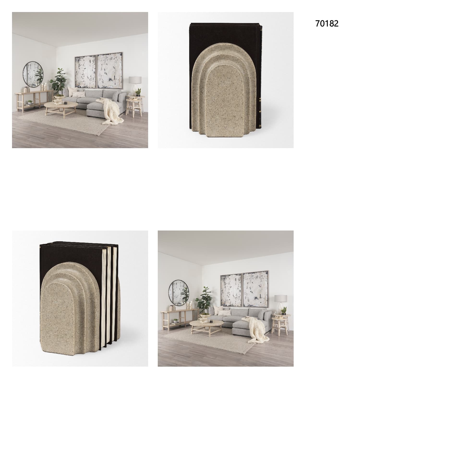 Empire Sandstone Resin Arc Book End Set — in a styled room