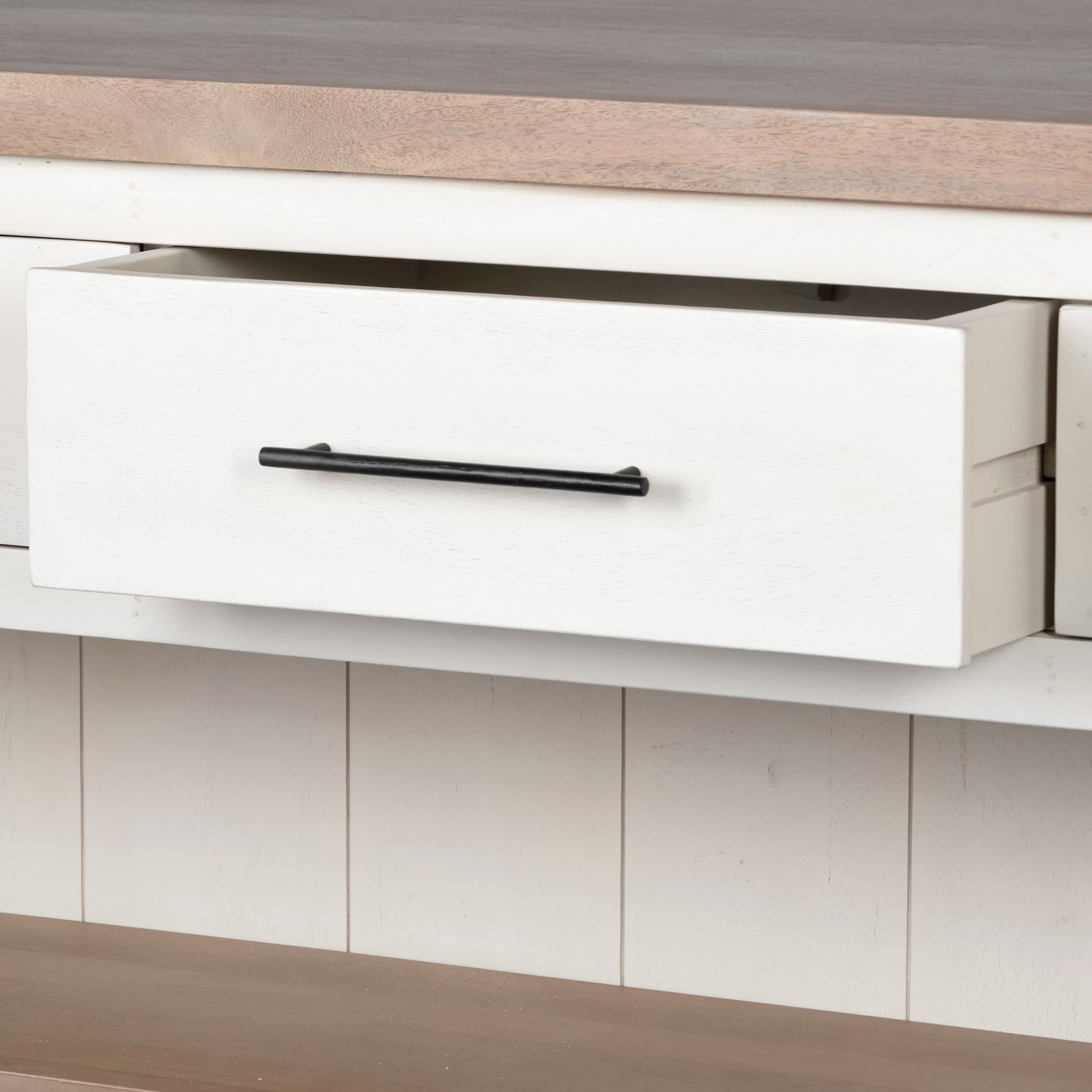 Fairview II White and Brown Two-Tone Stain Solid Wood Kitchen Island — product photograph