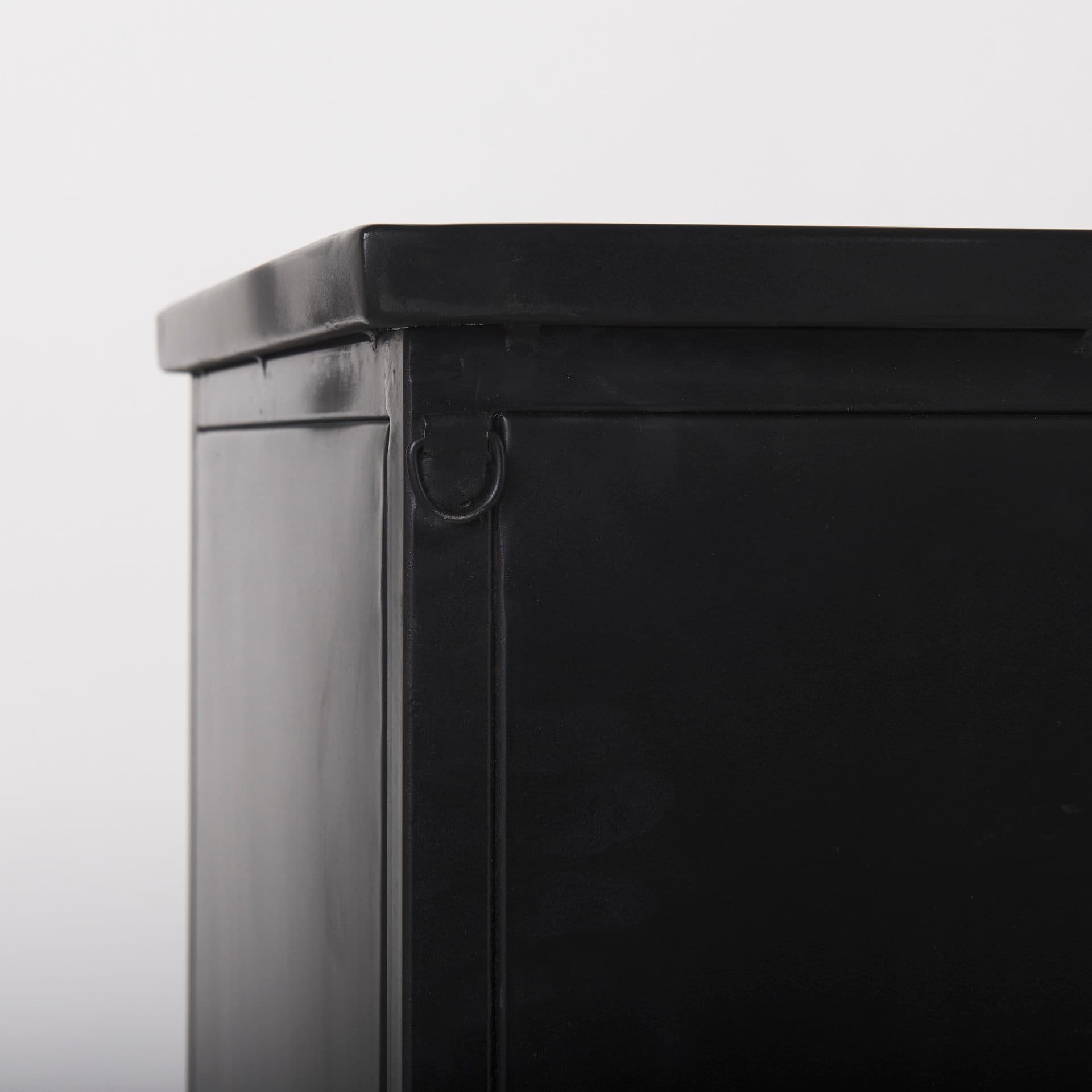 Aurelia 79.0L x 16.0W x 33.0H Black and White Metal Four Door Glass Cabinet — product photograph