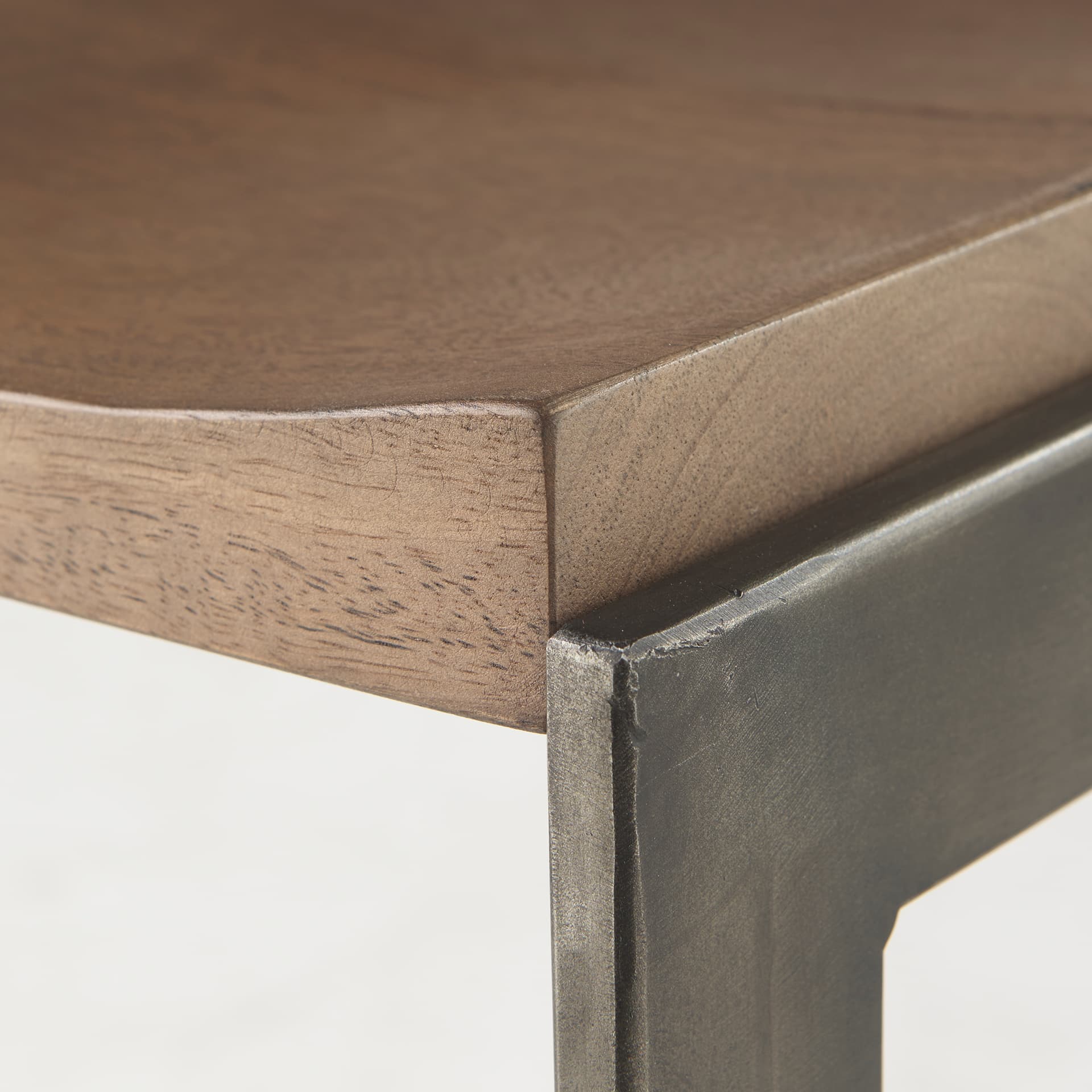 Kiran Backless 26in Seat Counter Stool | Brown Wood w/ Antique Nickel — product photograph