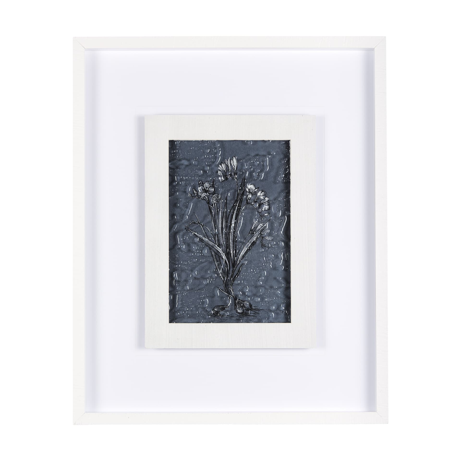 Botanical sketches III (Blue) by Mercana Studio Hand Embellished Framed Art Print Matted under Glass — product photograph