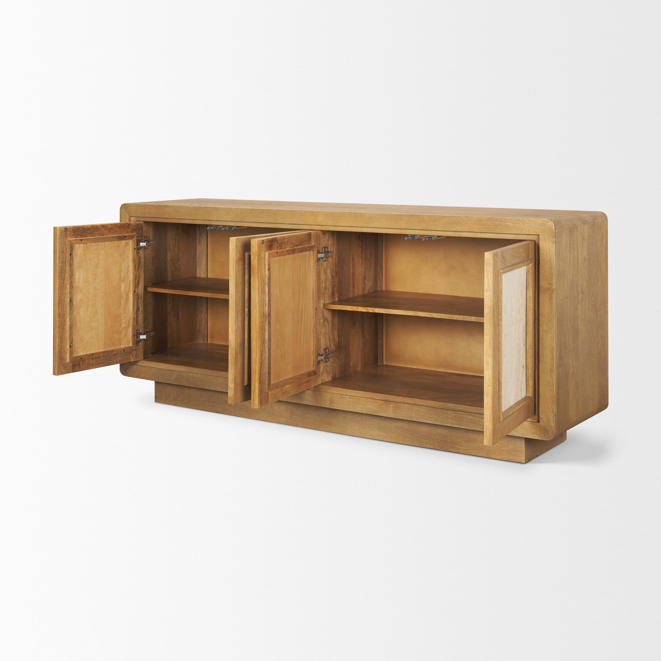 Valterra Light Brown Wood w/ Travertine 4 Door Sideboard — product photograph