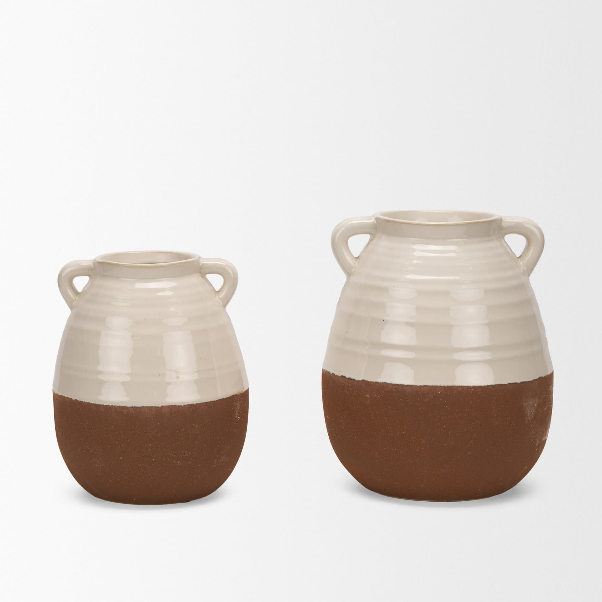 Tryna Small Beige w/ Matte Brown Ceramic Vase — product photograph