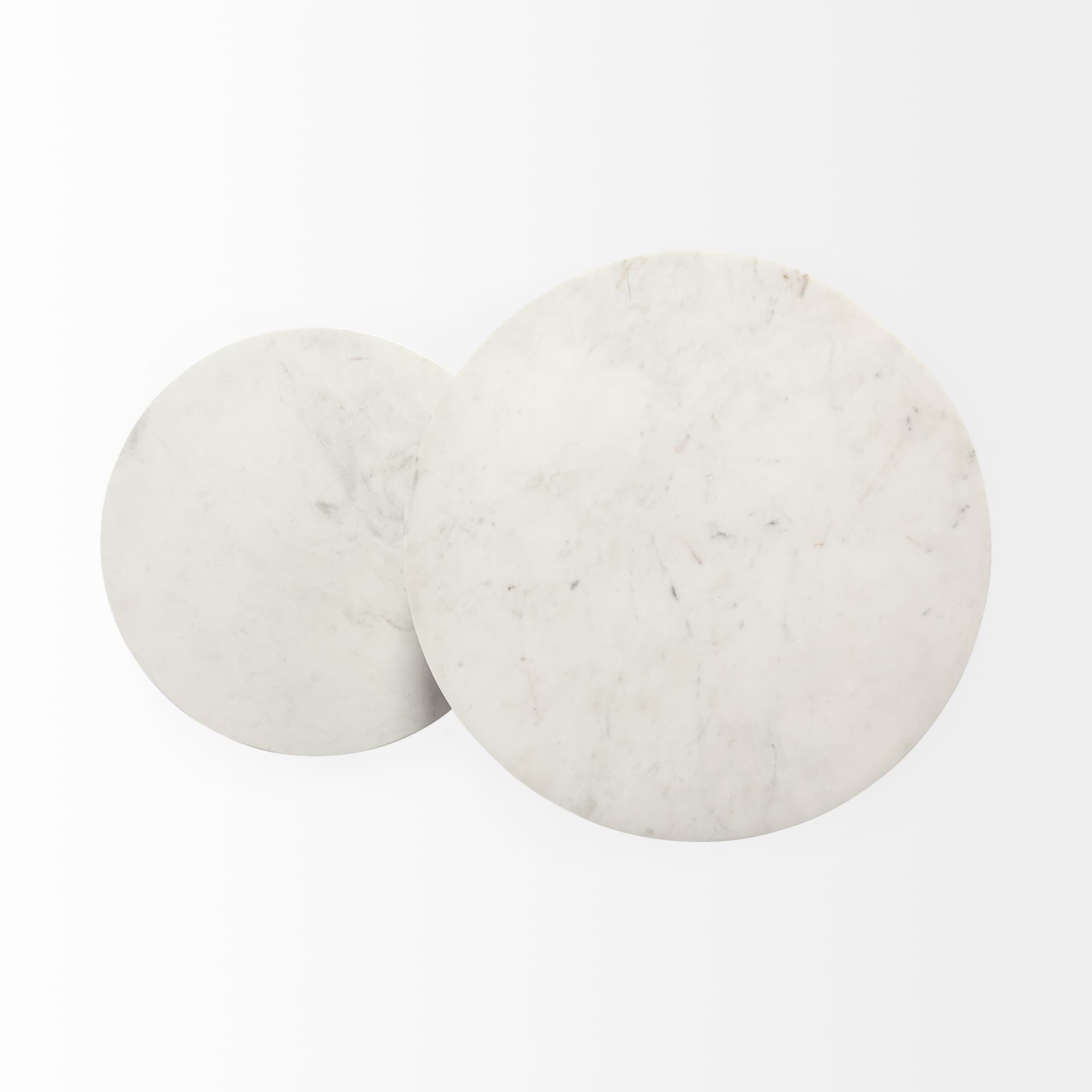 Bombola II (Large) 18L x 18W White Round Marble Top W/Black Metal Frame Accent Table — product photograph