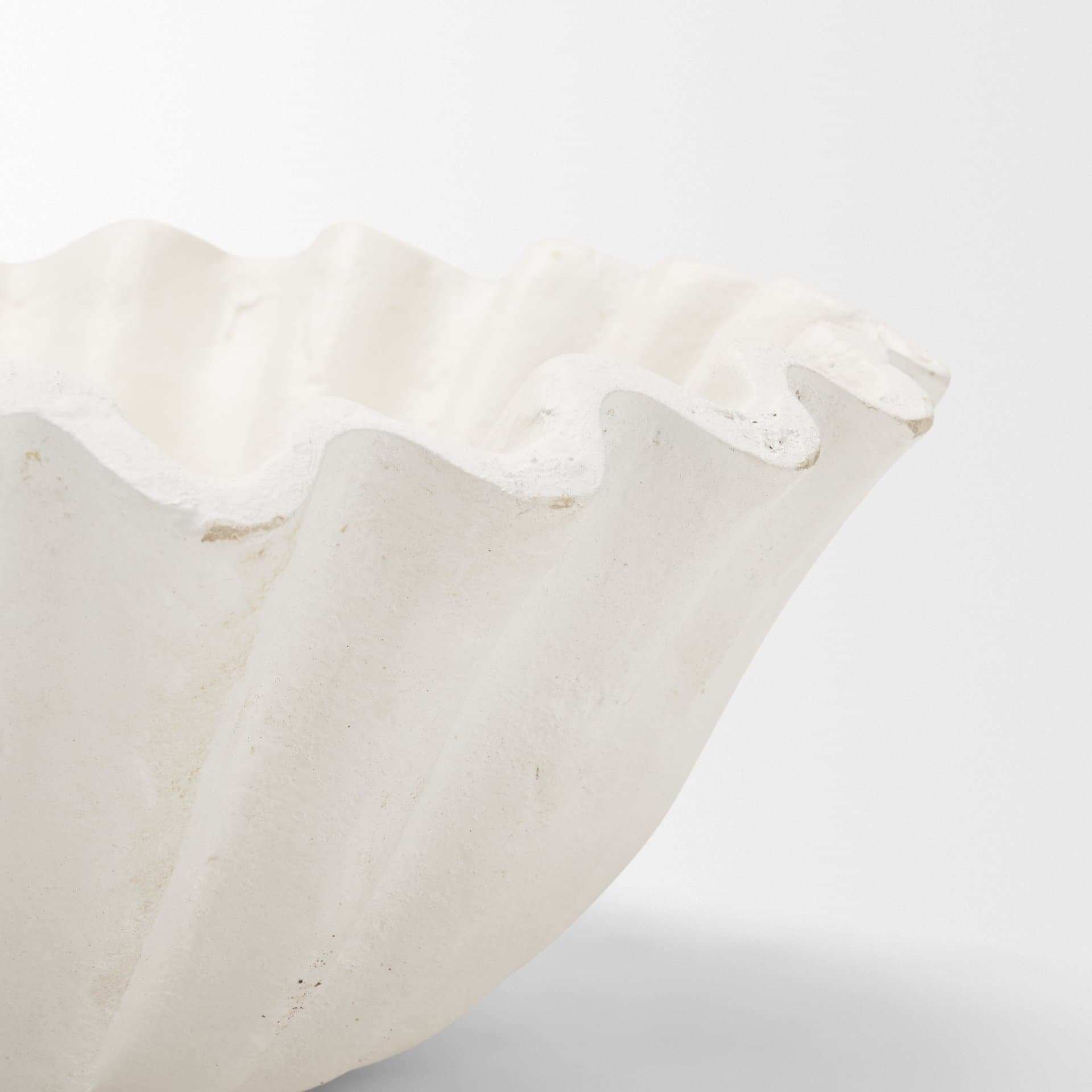 Camelia Small Fluted White Paper Mache Round Centerpiece Bowl — product photograph