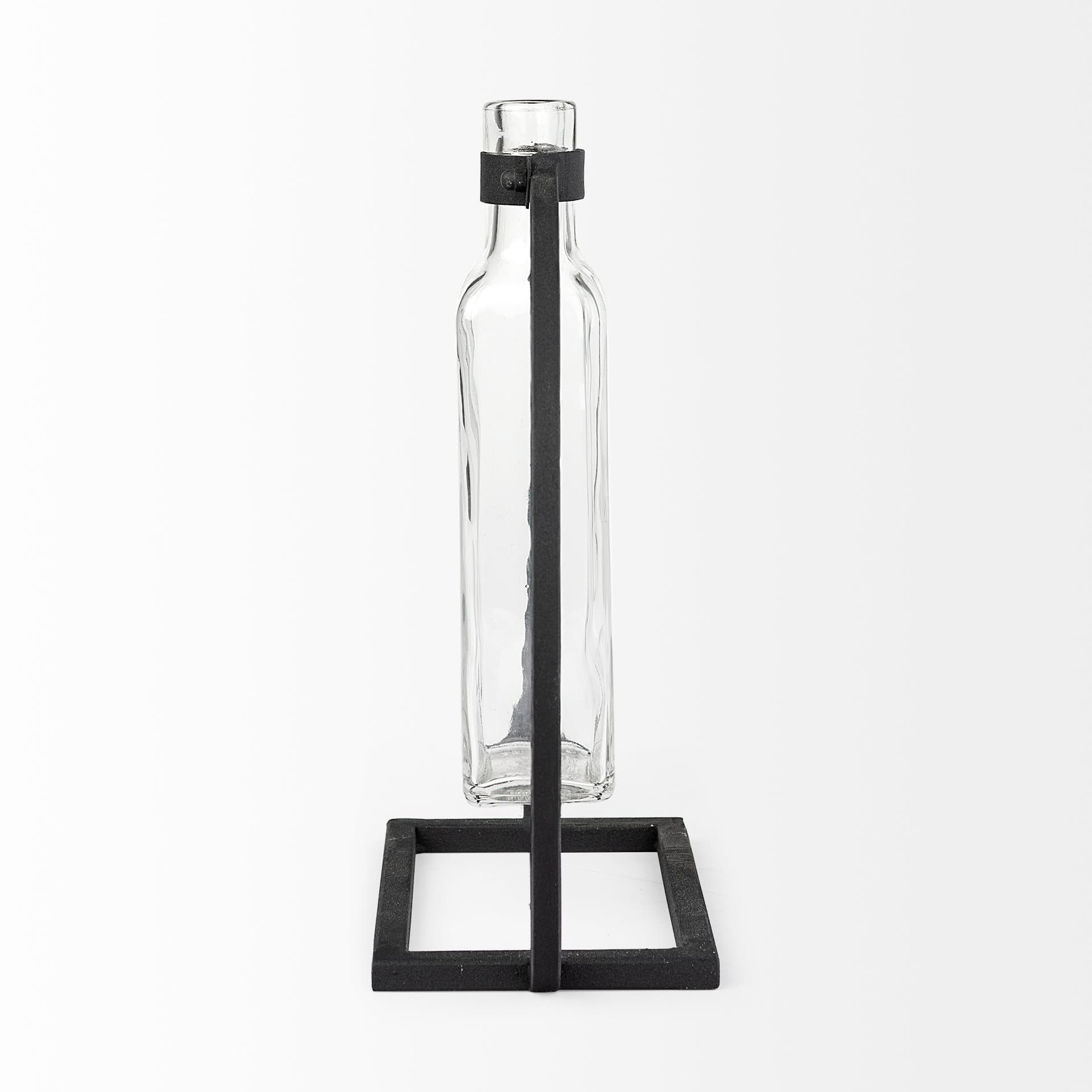 Monica II Tall Black Metal Glass Bottle Vase — product photograph