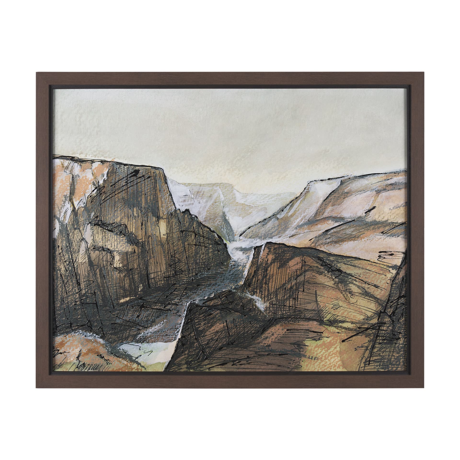 Canyon View by Mercana Studio a Hand Embellished Textured Framed Art Print Matted under Glass — product photograph