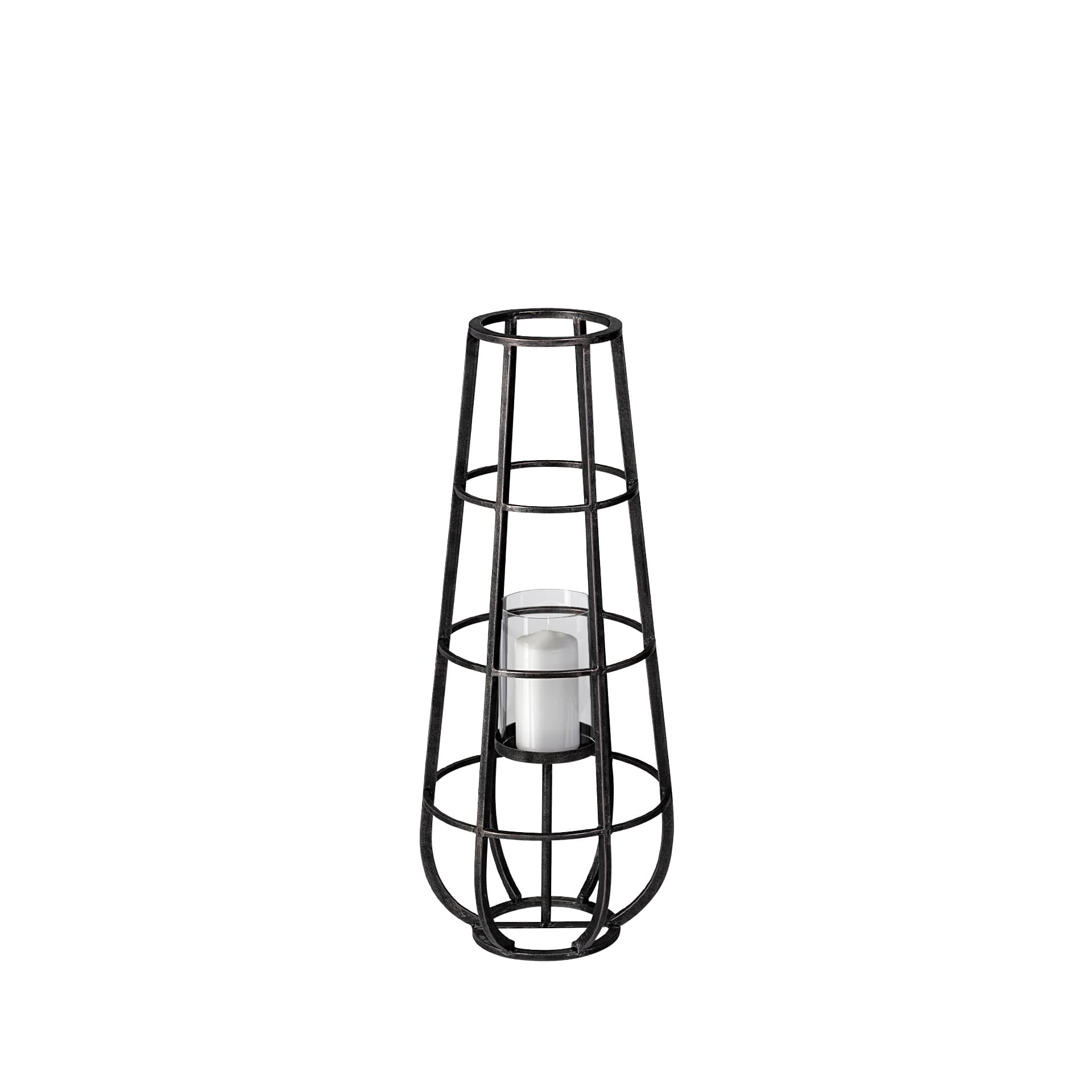 Bella Small Black Metal Cylindrical Cage Candle Holder Lantern — product photograph