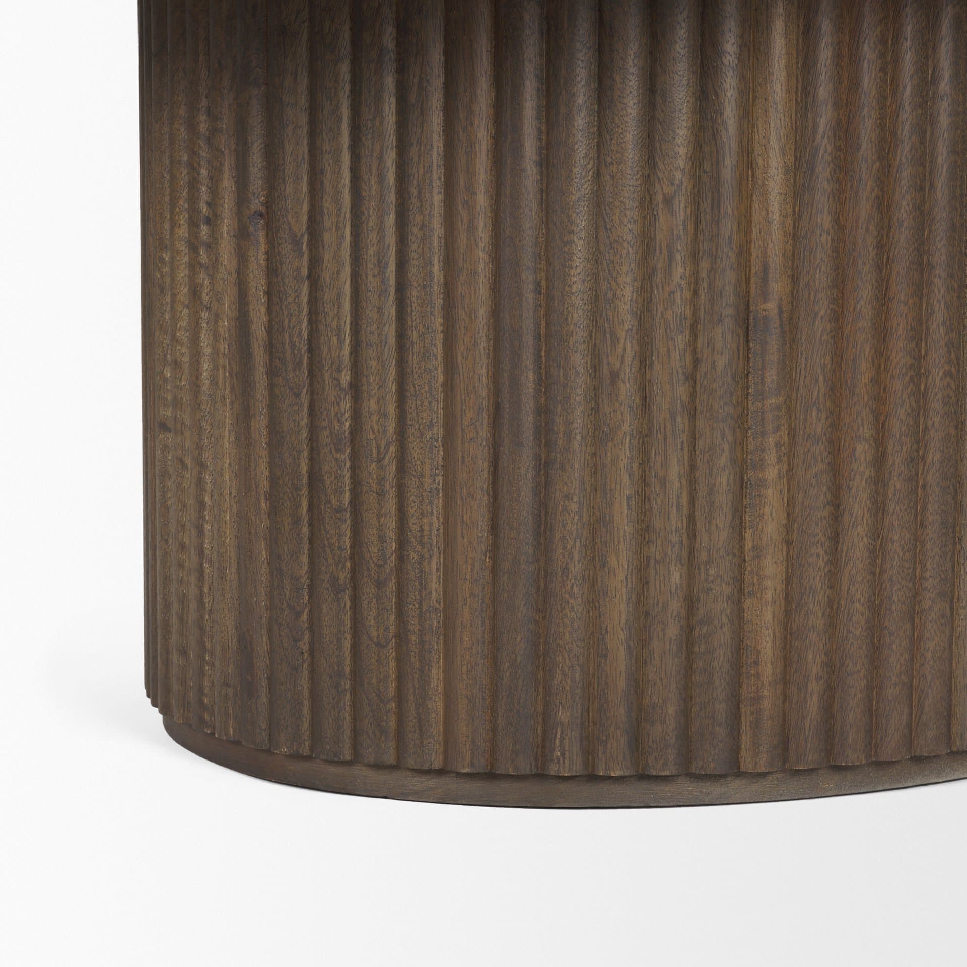 Terra 48L x 28W x 15H Dark Brown Wood Oval Fluted Coffee Table — product photograph
