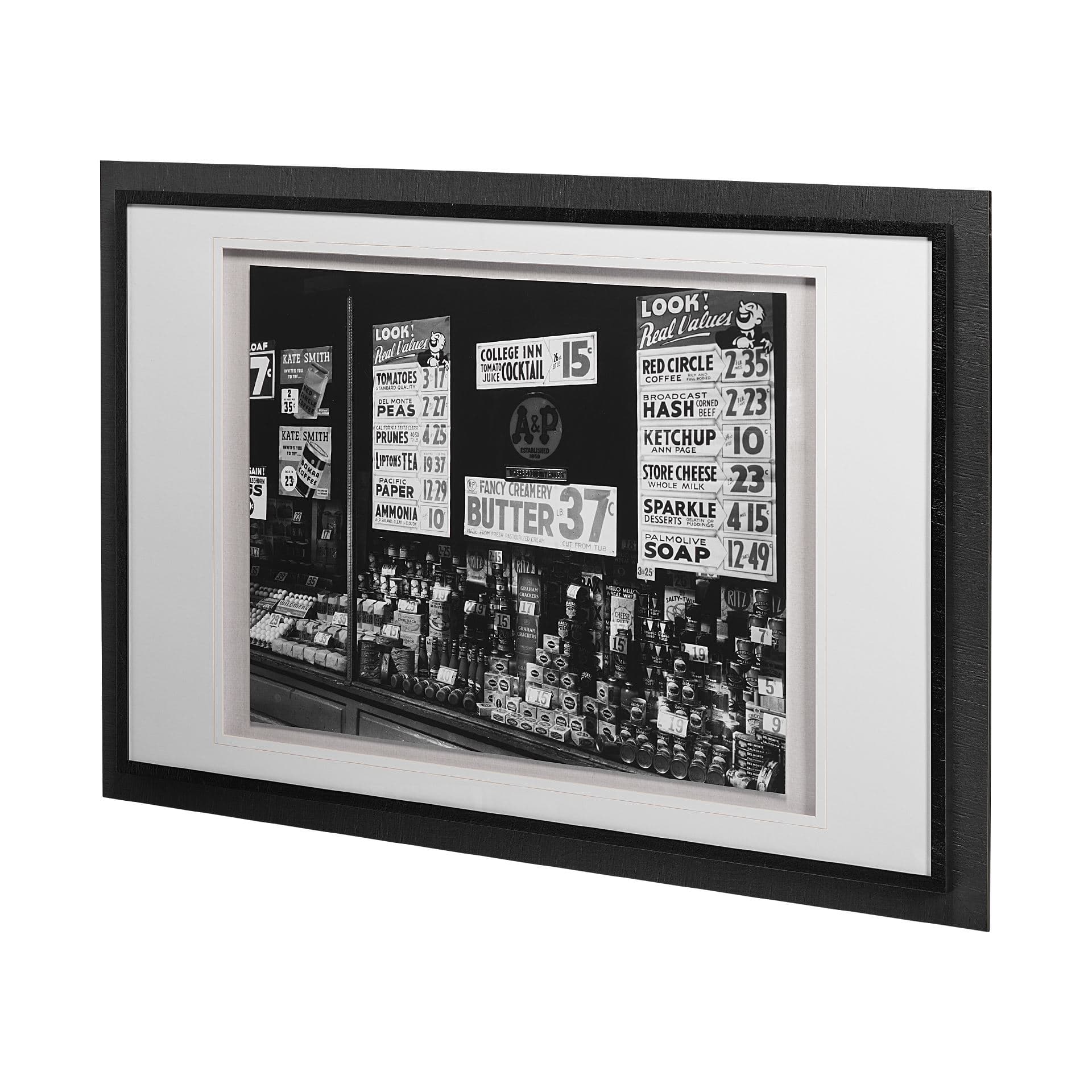 Great Tea Company by Berenice Abbott a Hand Embellished Textured Framed Art Photo Matted under Glass — product photograph