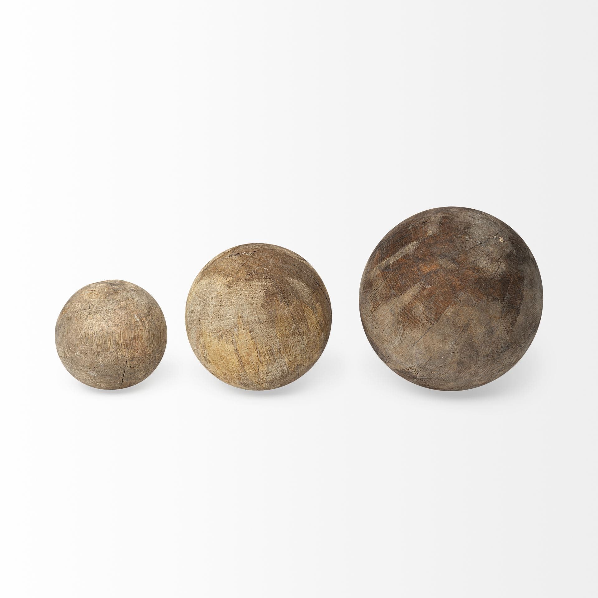 Carrick (Set of 3) Natural Wood Decorative Spheres — product photograph
