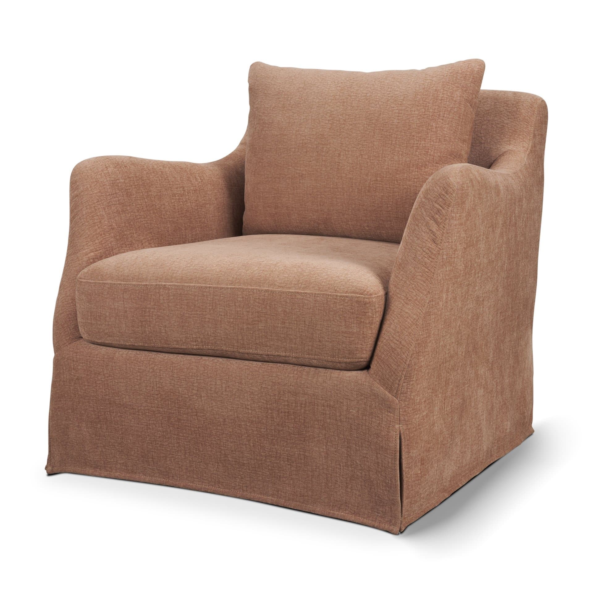 Ellington Slipcovered Slope Arm Swivel Accent Chair | Sienna Fabric-Fixed Chair — product photograph