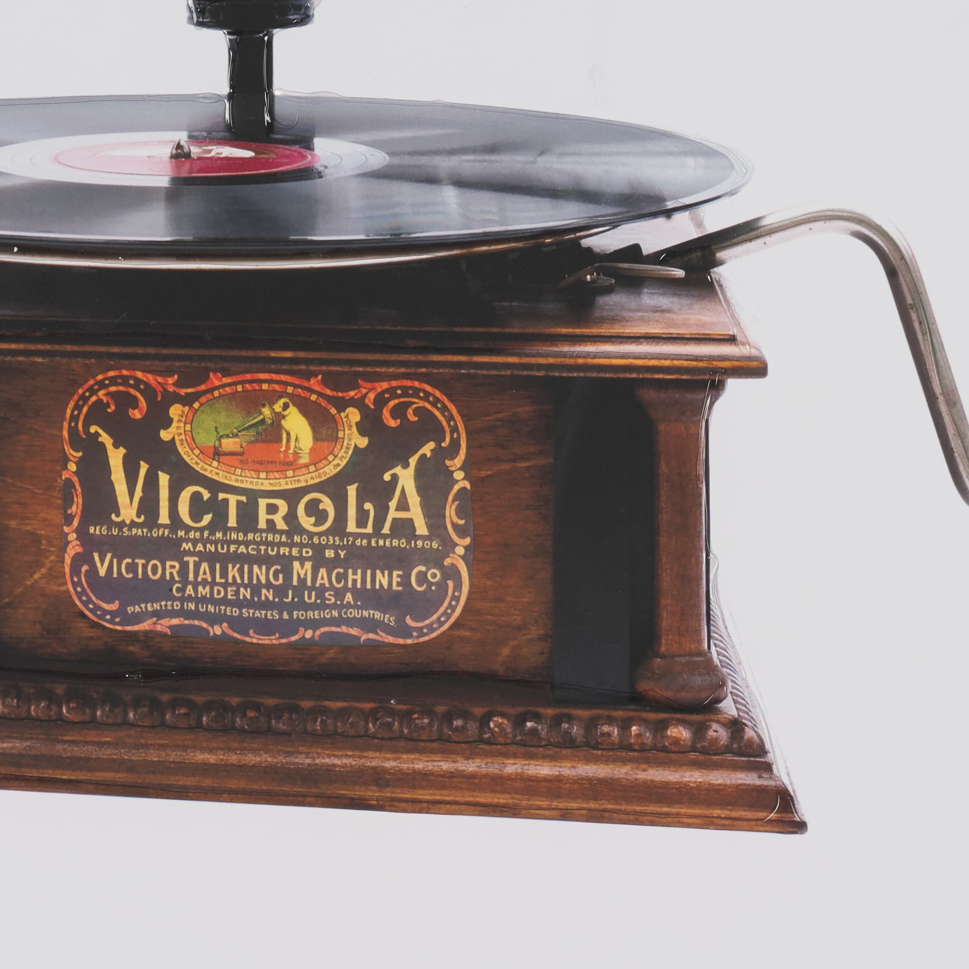 Gramaphone by Deborah Revell Hand Embelished Framed Art Print Matted under Glass — product photograph