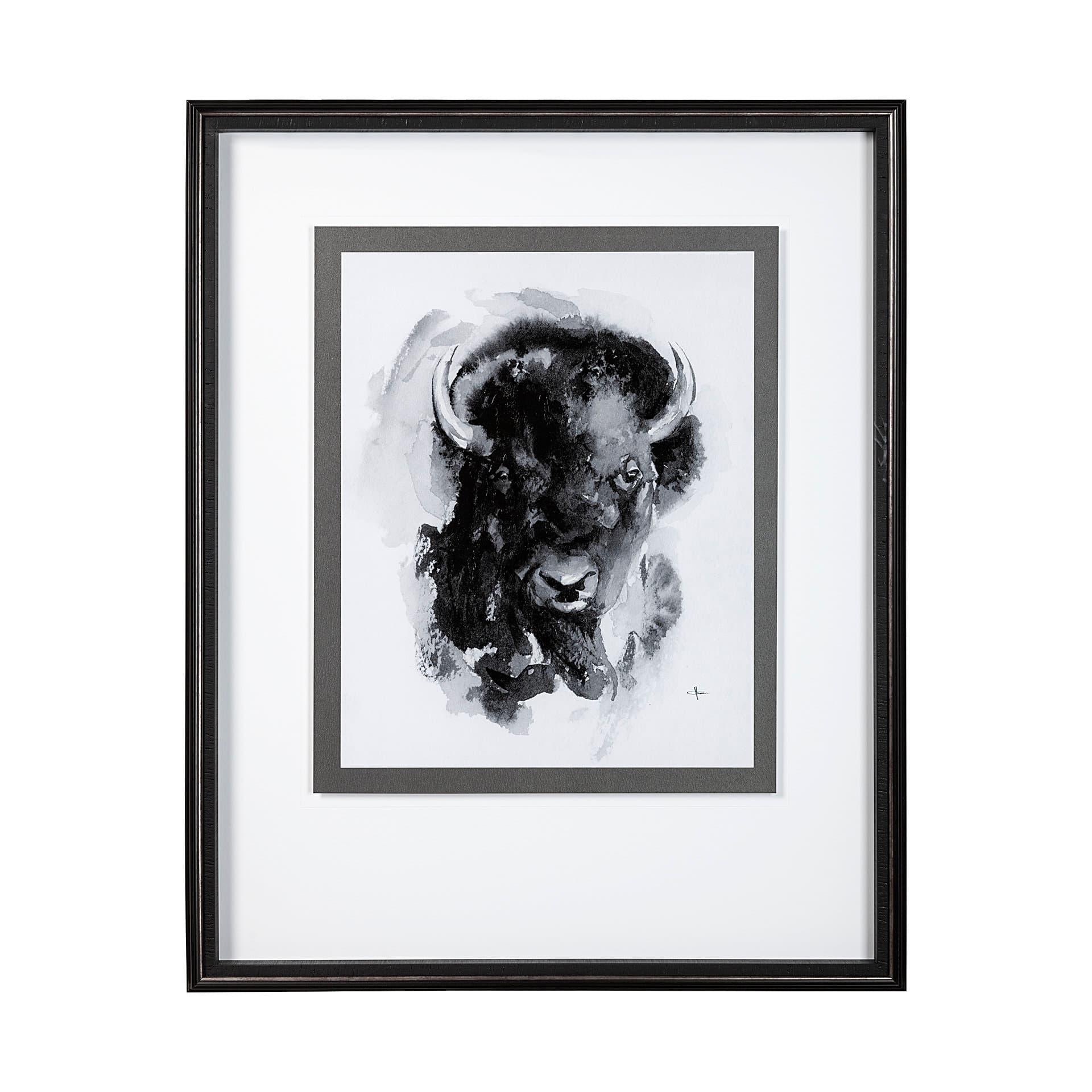 Bison I by Mercana Studio a Hand Embellished Textured Framed Art Print Matted under Glass — product photograph