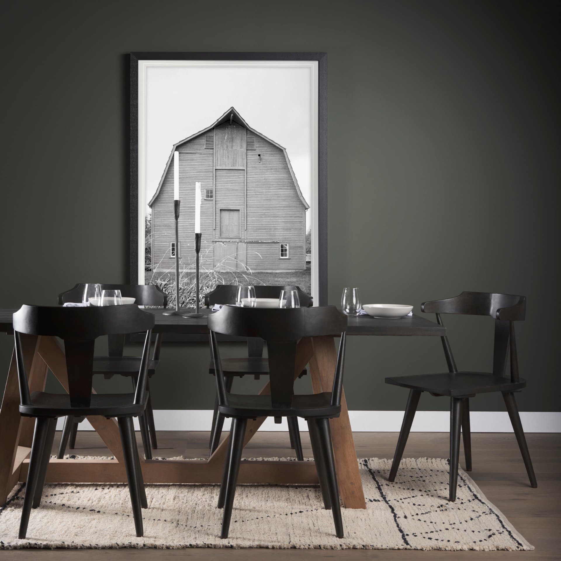 Grey & White Barn Ii by Mercana Studio Hand Embellished Textured Framed Photo Art Print Matted under — in a styled room