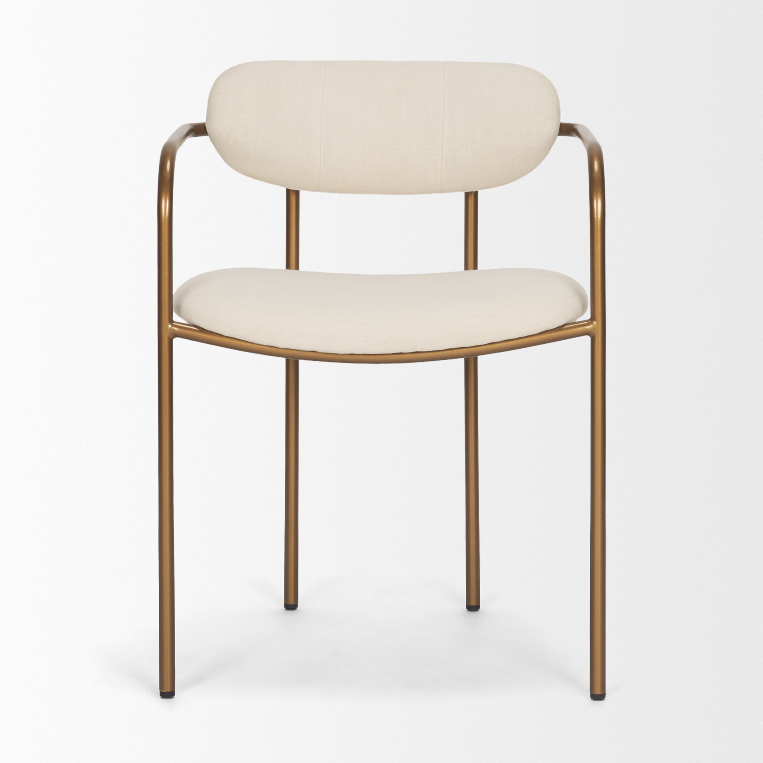 Parker Curved Back Dining Arm Chair | Cream Fabric w/ Gold Metal — product photograph