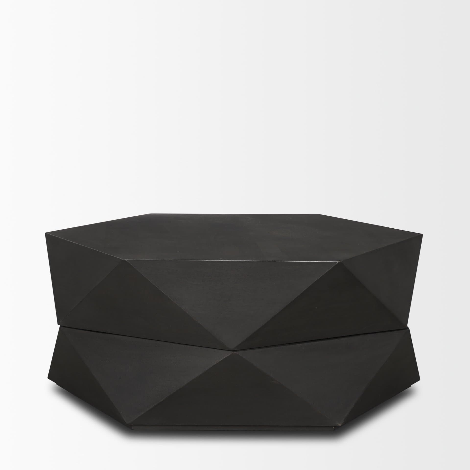Arreto 36" Hexagonal Hinged Solid Wood Top and Base Coffee Table — product photograph