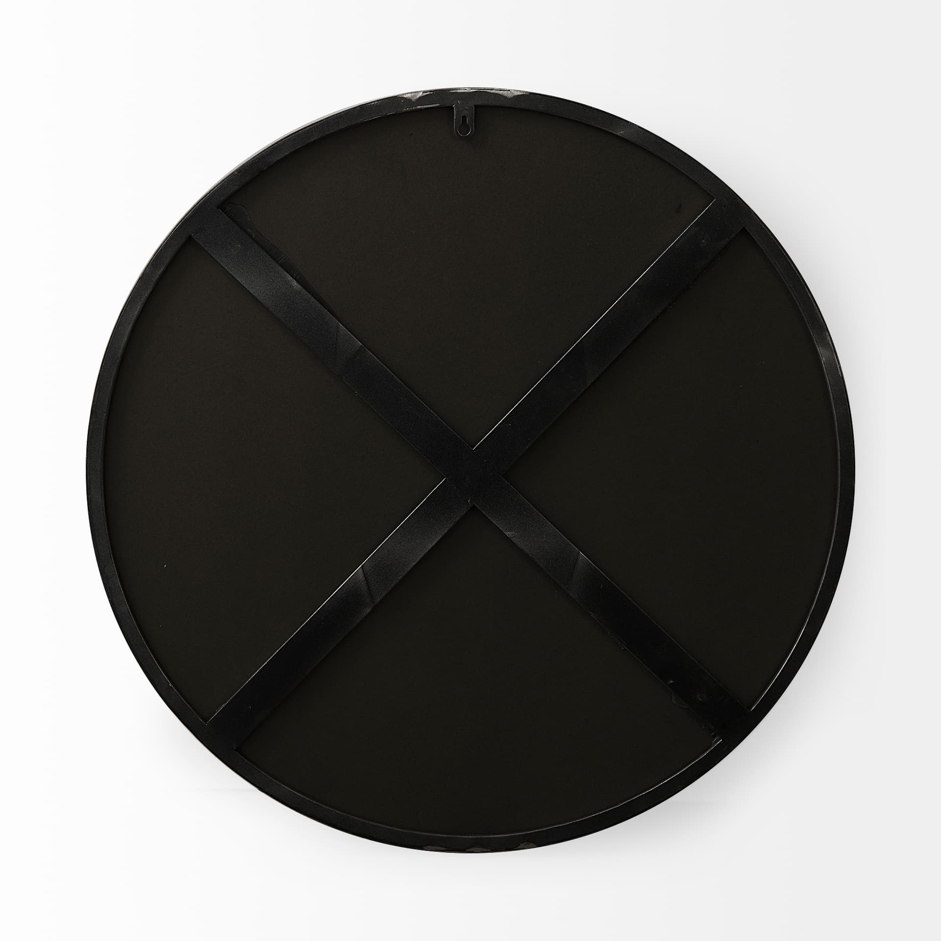 Adrianna 24.4" Black Metal Round Mirror — product photograph