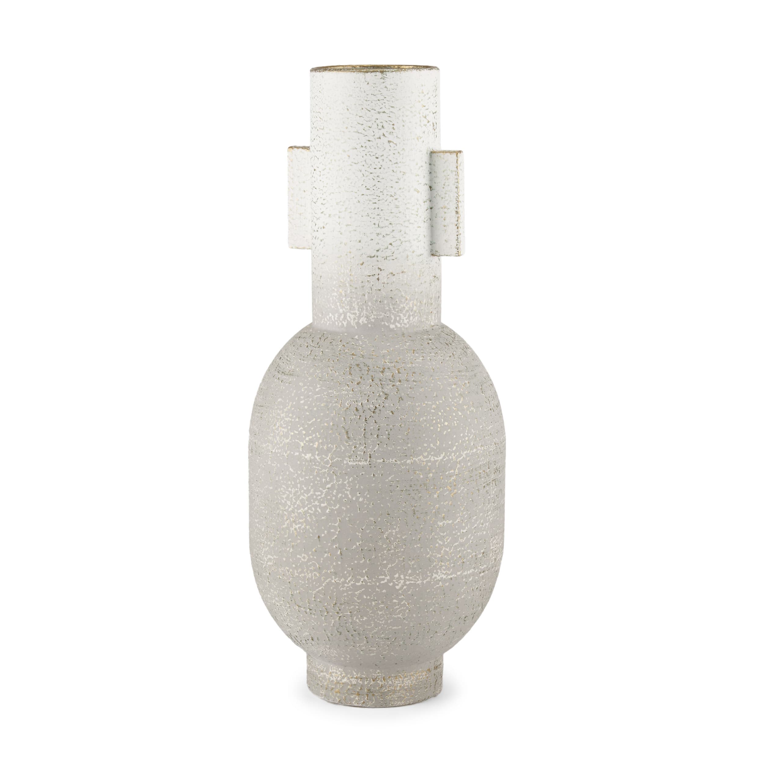 Torres Tall Textured Off White w/ Gold Metal Vase — product photograph
