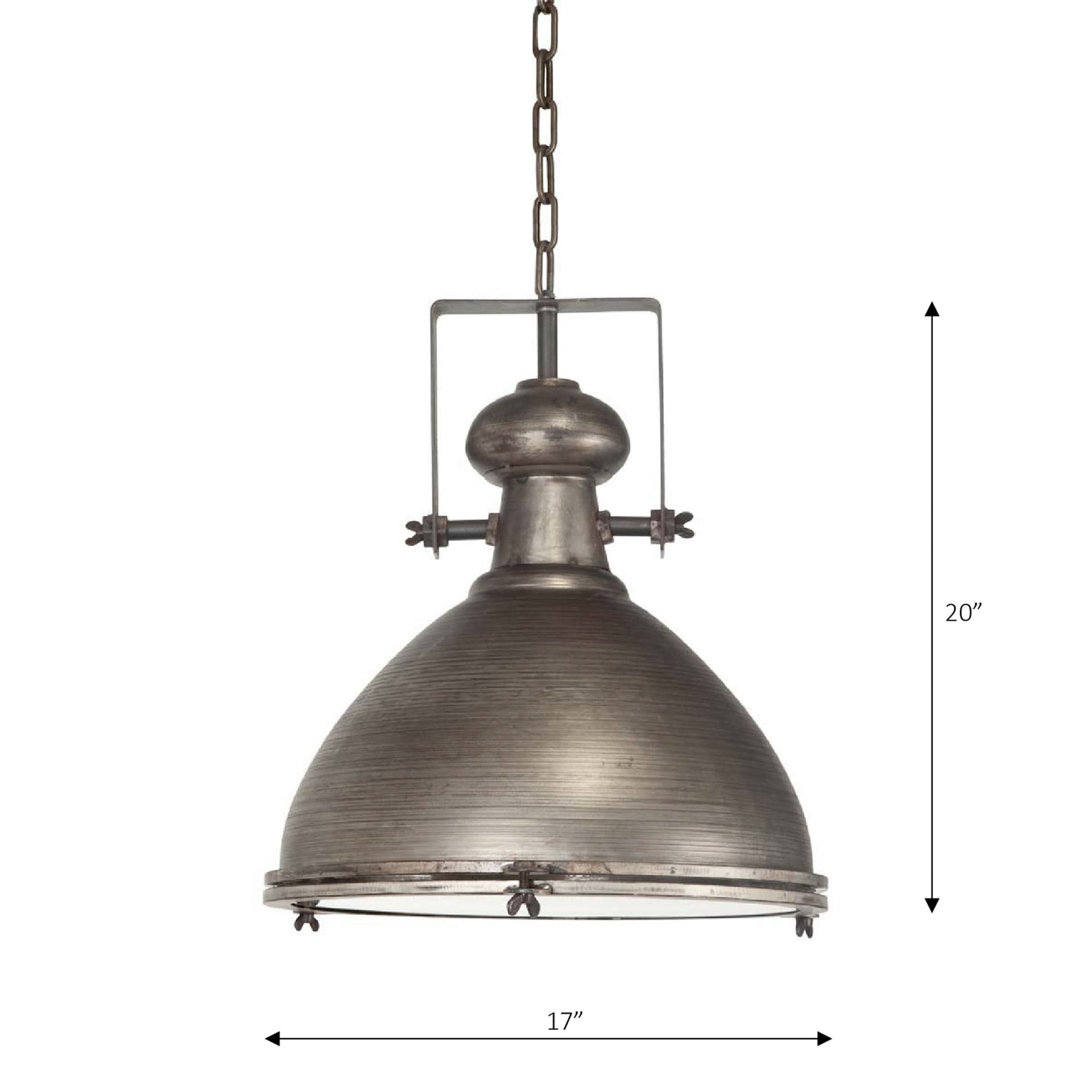 Bashaw I 17x20 Gray Toned Metal Dome Pendant Light — product photograph