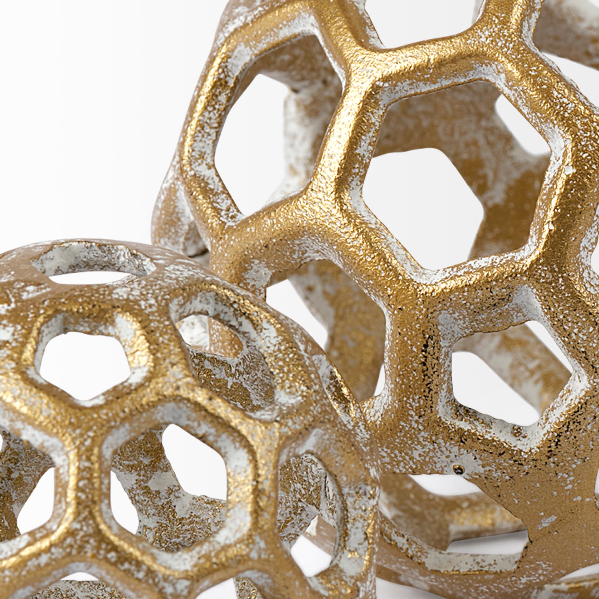 Moyer I (Small) 3L x 3W Gold Metal Hollow Decorative Orb — product photograph
