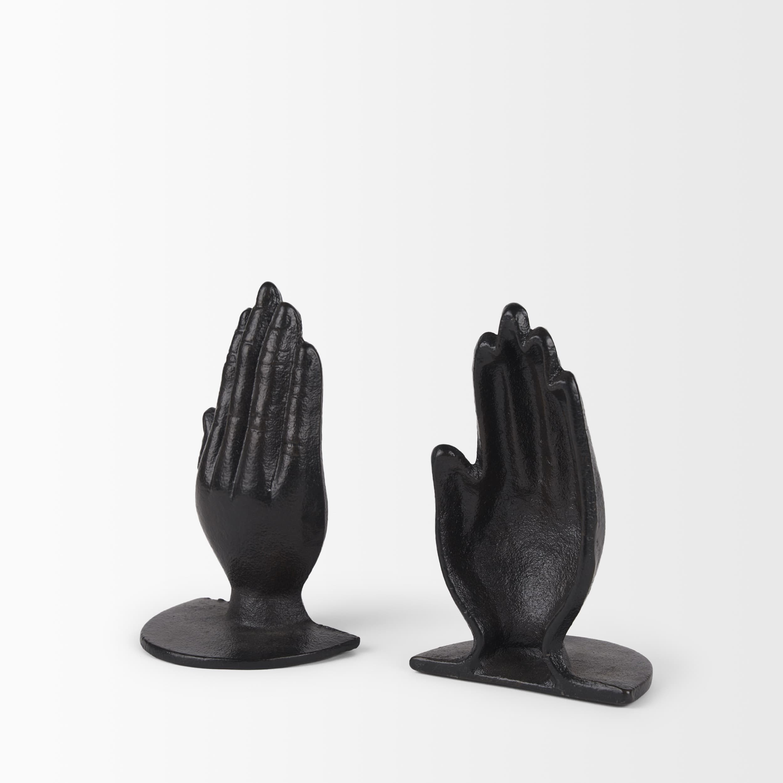 Praying Hands Bronze Cast Iron Book Ends — product photograph