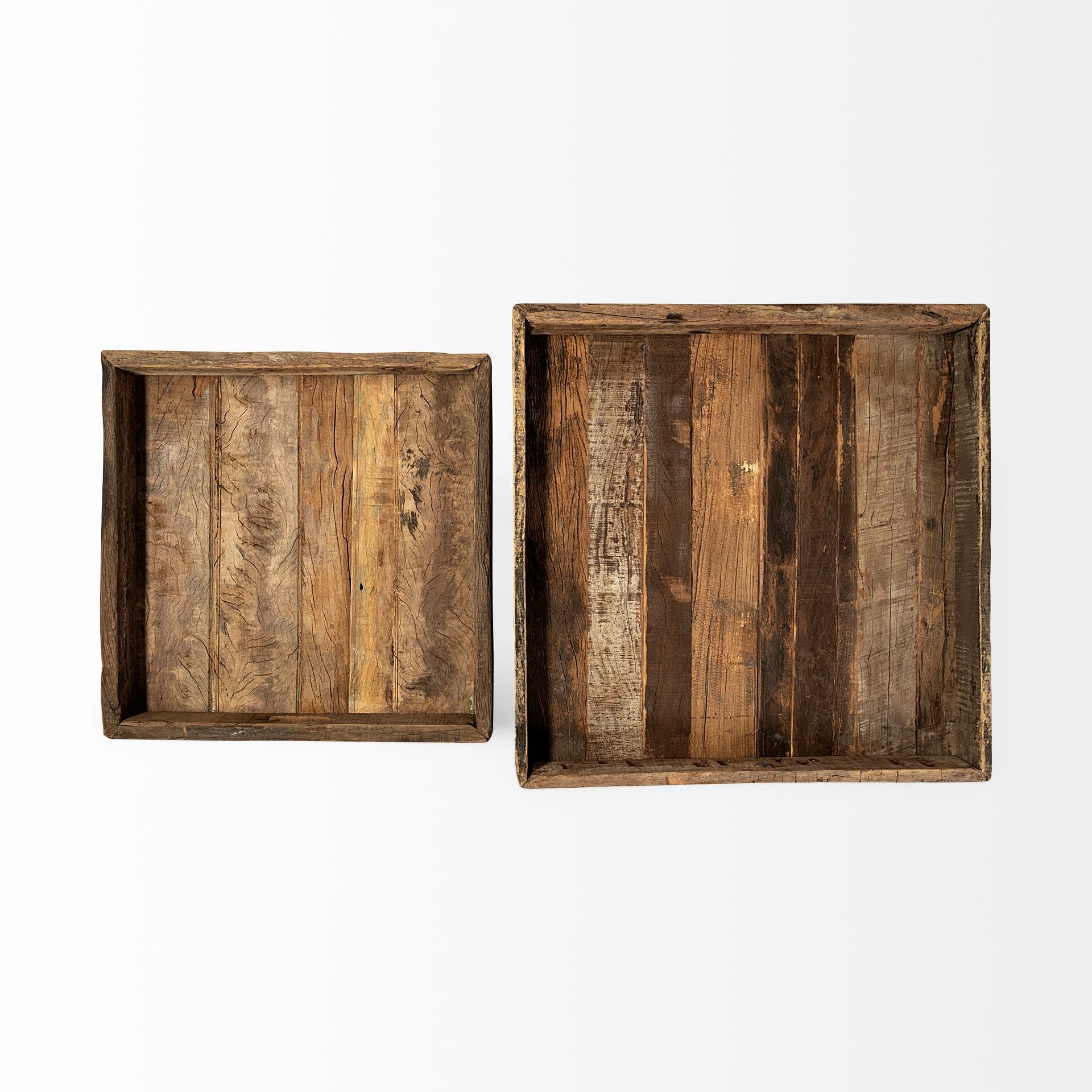 Carson (Small) 24L x 24W Brown Reclaimed Wood Tray — product photograph