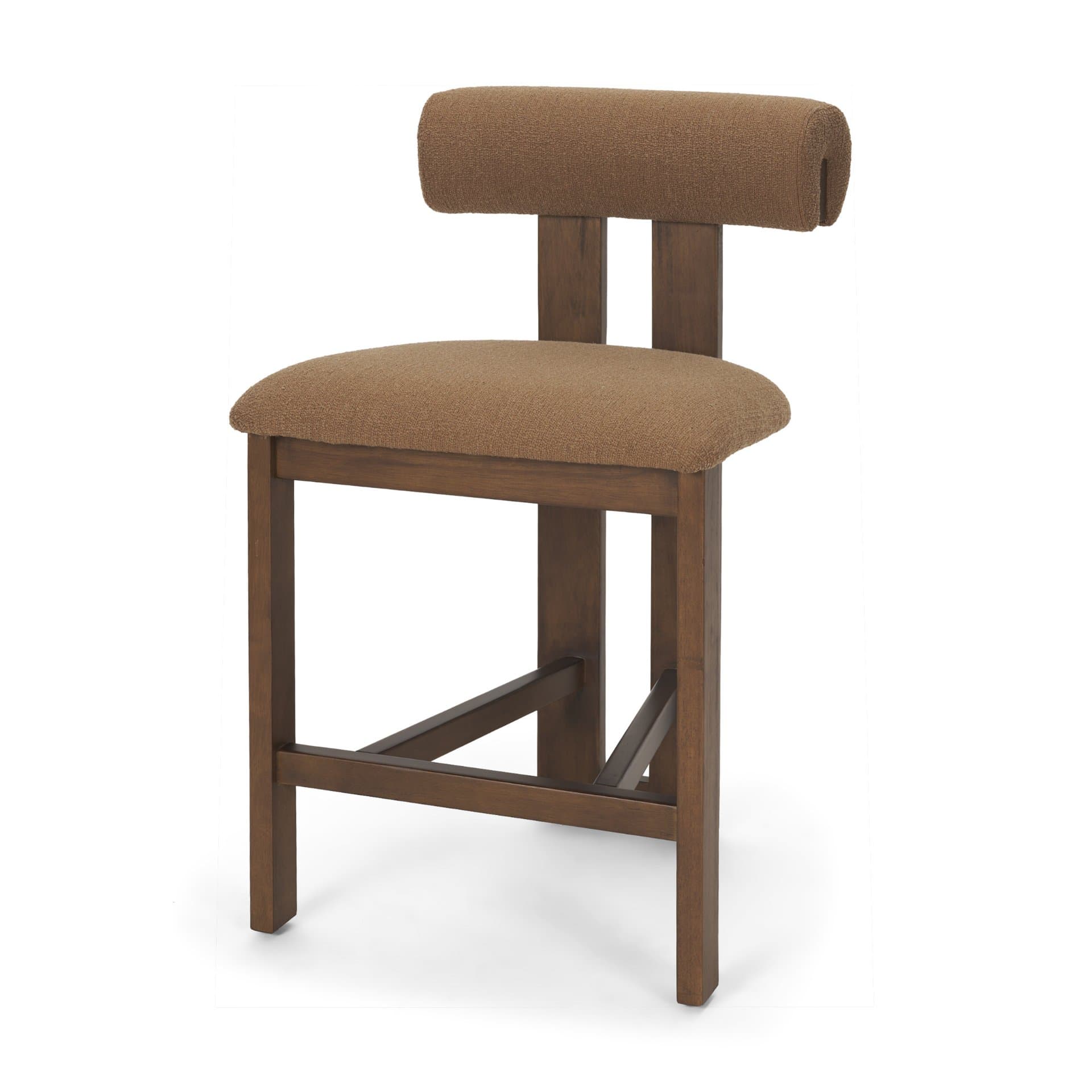 Tribeca Open Back 36.5in Seat Counter Stool | Mocha Fabric w/ Wood — product photograph
