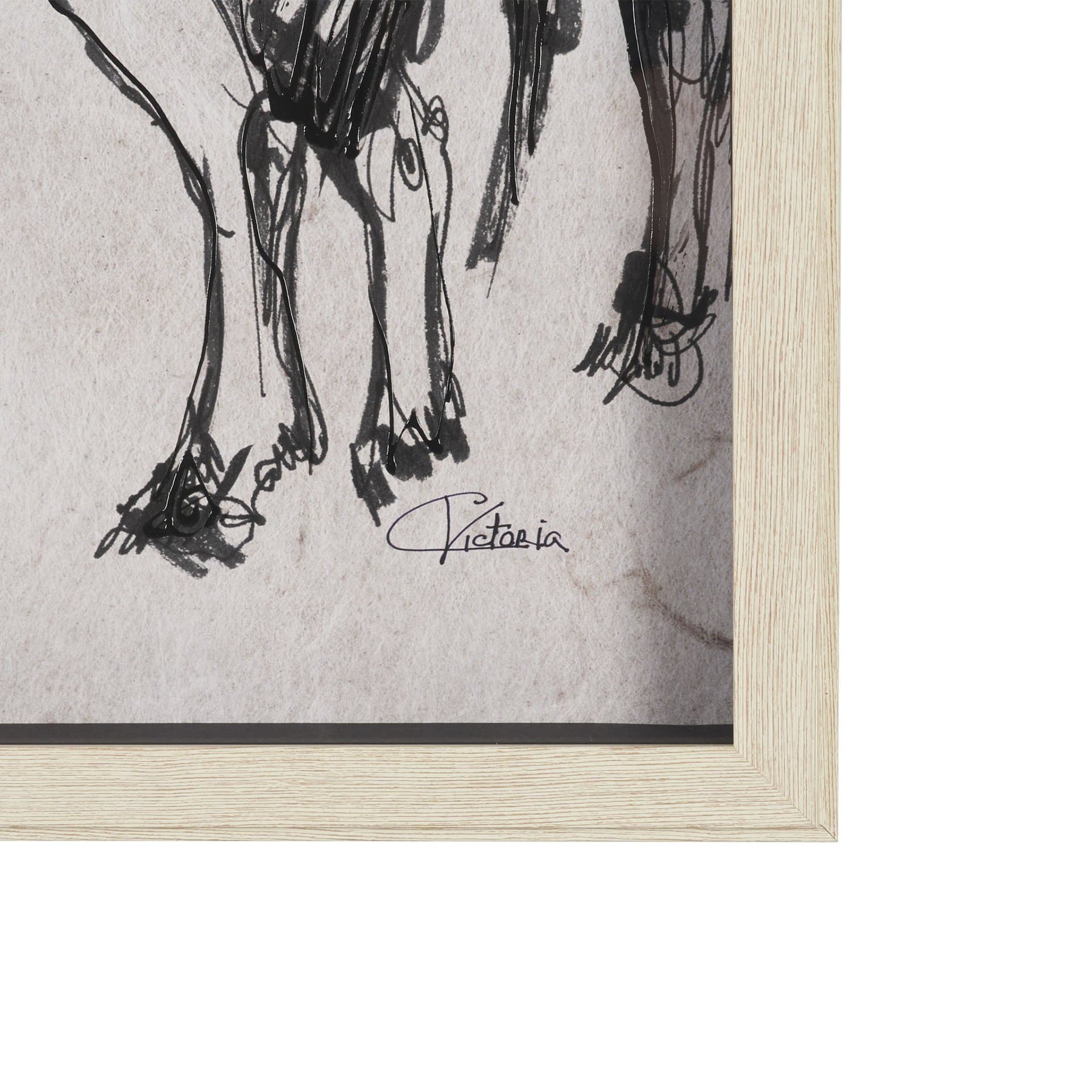 Pony Sketches II by Mercana Studio Hand-Embellished Framed Artwork Matted under Glass — product photograph