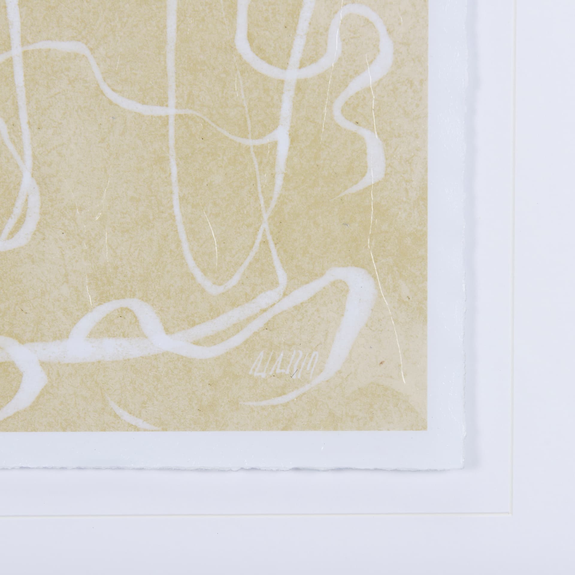 Thread Yellow III by Mercana Studio a Hand Embellished Textured Framed Art Print Matted under Glass — product photograph