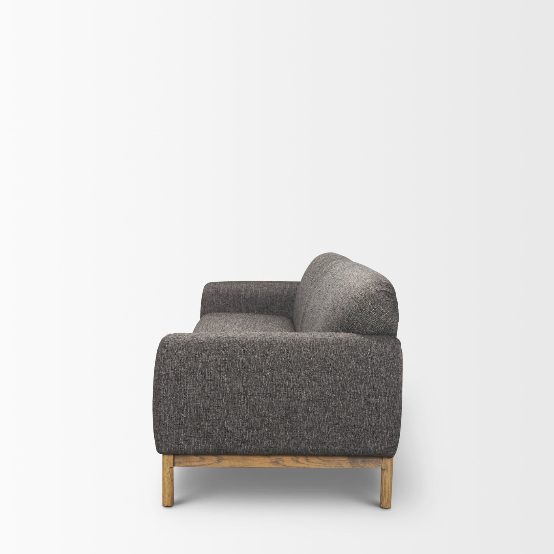 Hale Sofa W/ Medium Brown Wood and Gray Fabric — product photograph