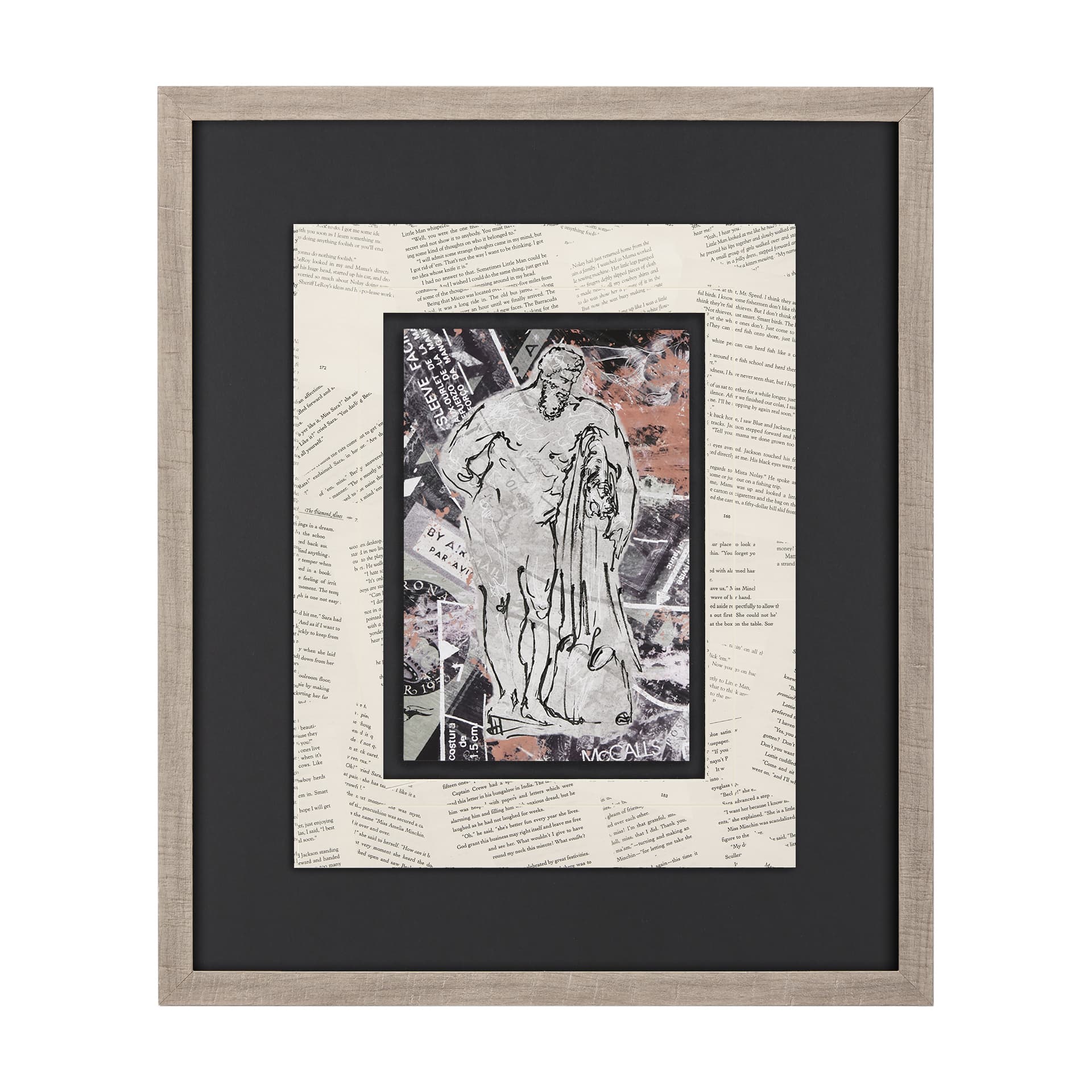 Graffiti sculpture VI by Mercana Studio Hand Embellished Textured Framed Art Print Matted under Glas — product photograph
