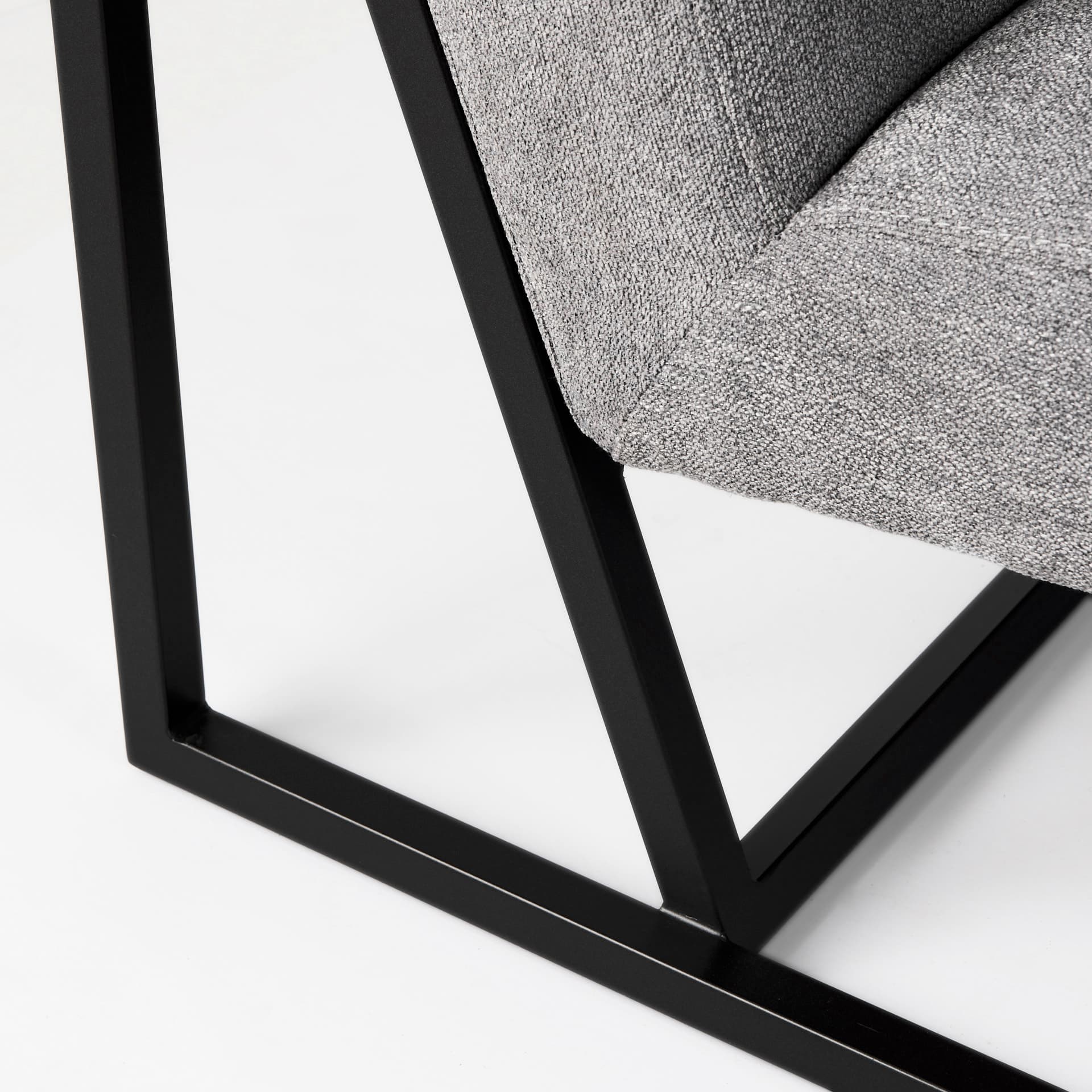 Armelle Gray Fabric Seat W/Black Metal Frame Accent Chair — product photograph