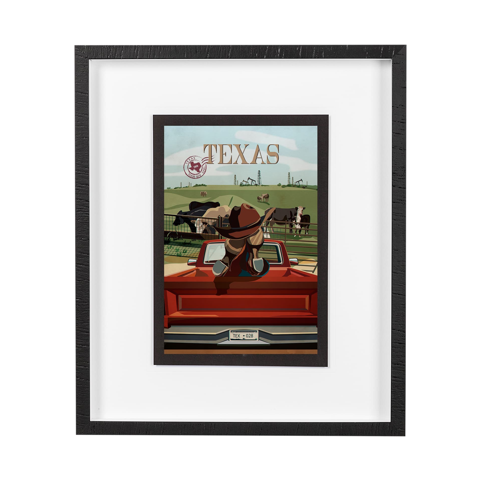 Texas Go USA (M) by Mercana Studio a Framed Art Print Matted under Glass — product photograph